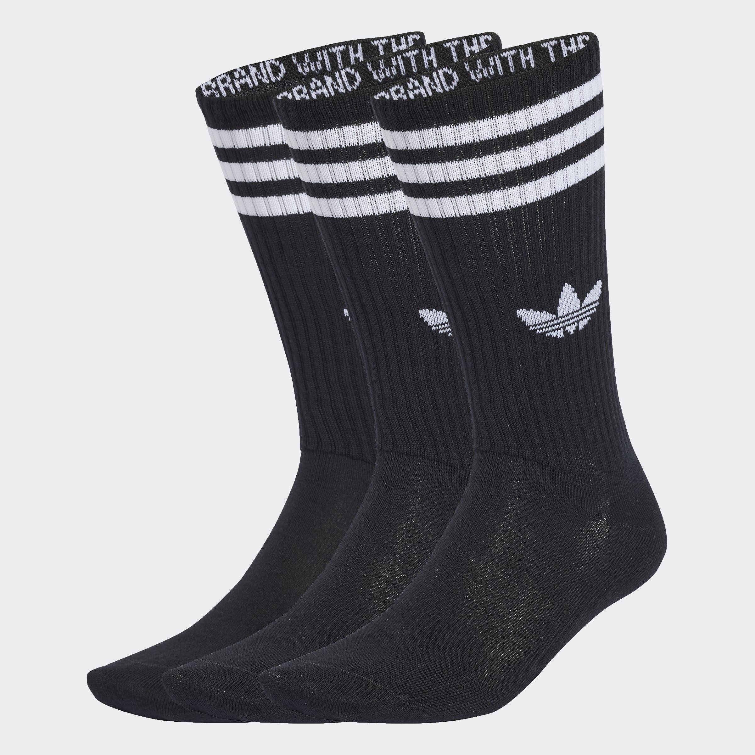 Unisex 3-Stripes High Crew Socks - 3 Pairs, Black, A701_ONE, medium