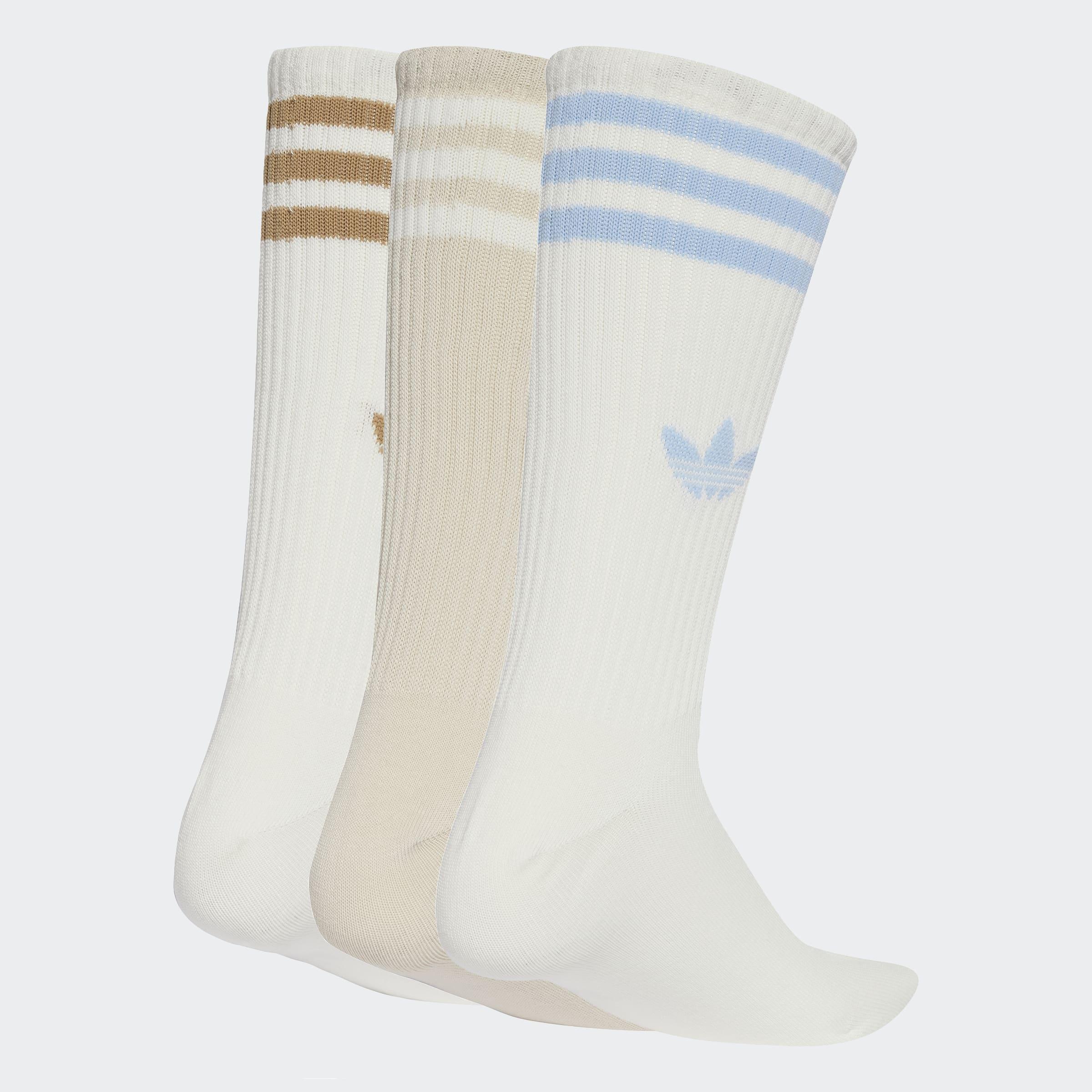 Unisex 3-Stripes High Crew Socks - 3 Pairs, White, A701_ONE, medium