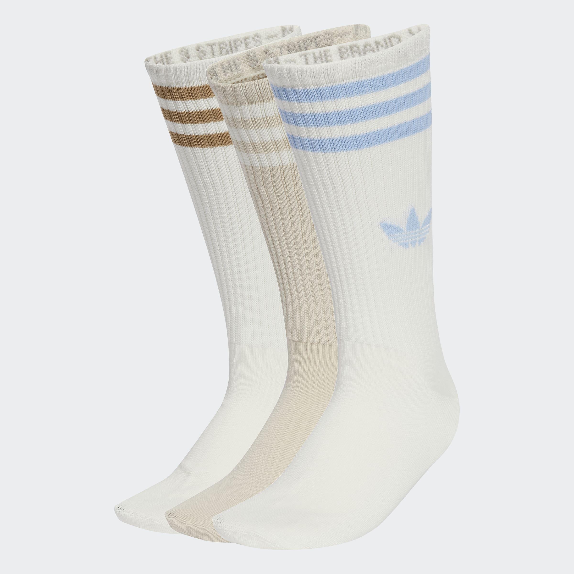 Unisex 3-Stripes High Crew Socks - 3 Pairs, White, A701_ONE, large image number 3