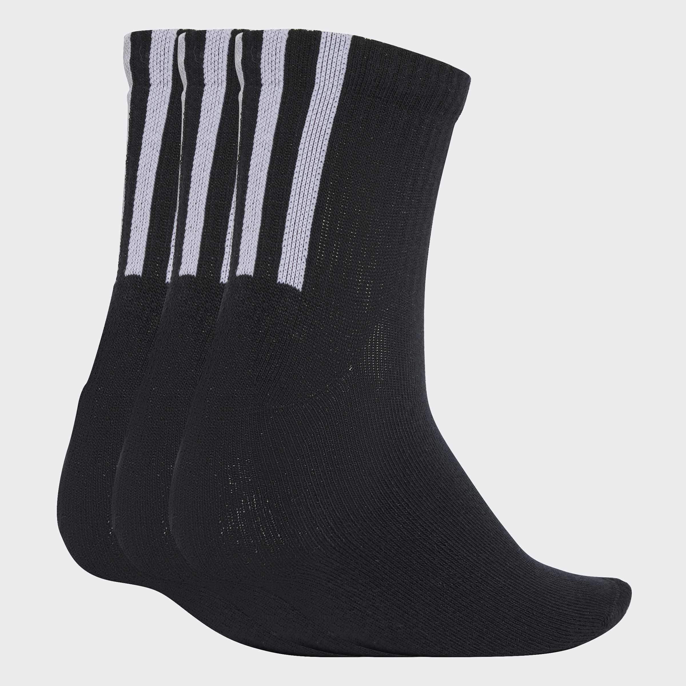 Unisex Quarter 3 Back Stripes Socks 3 Pairs, Black