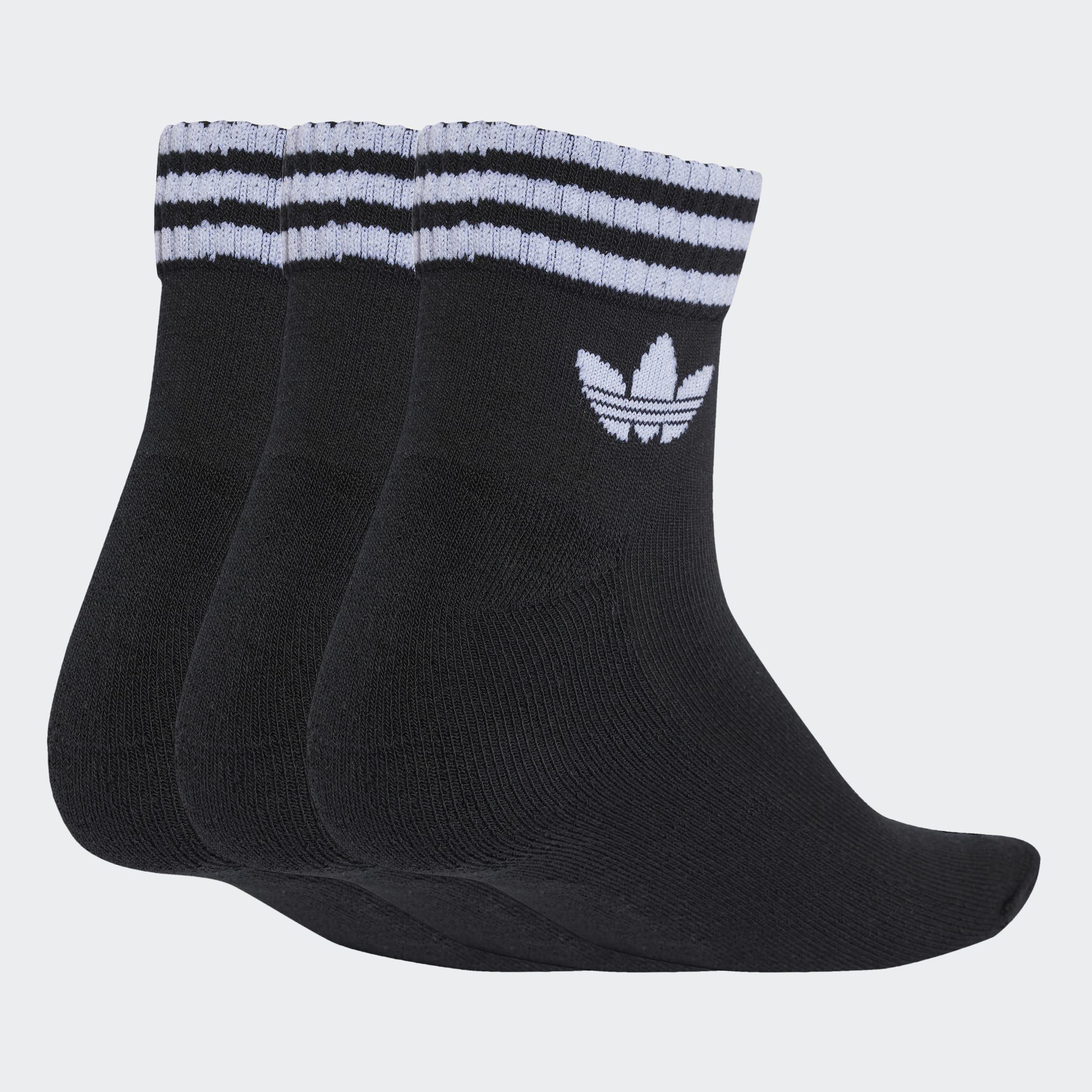 Unisex 3-Stripes Ankle Socks 3 Pairs, Black, A701_ONE, medium