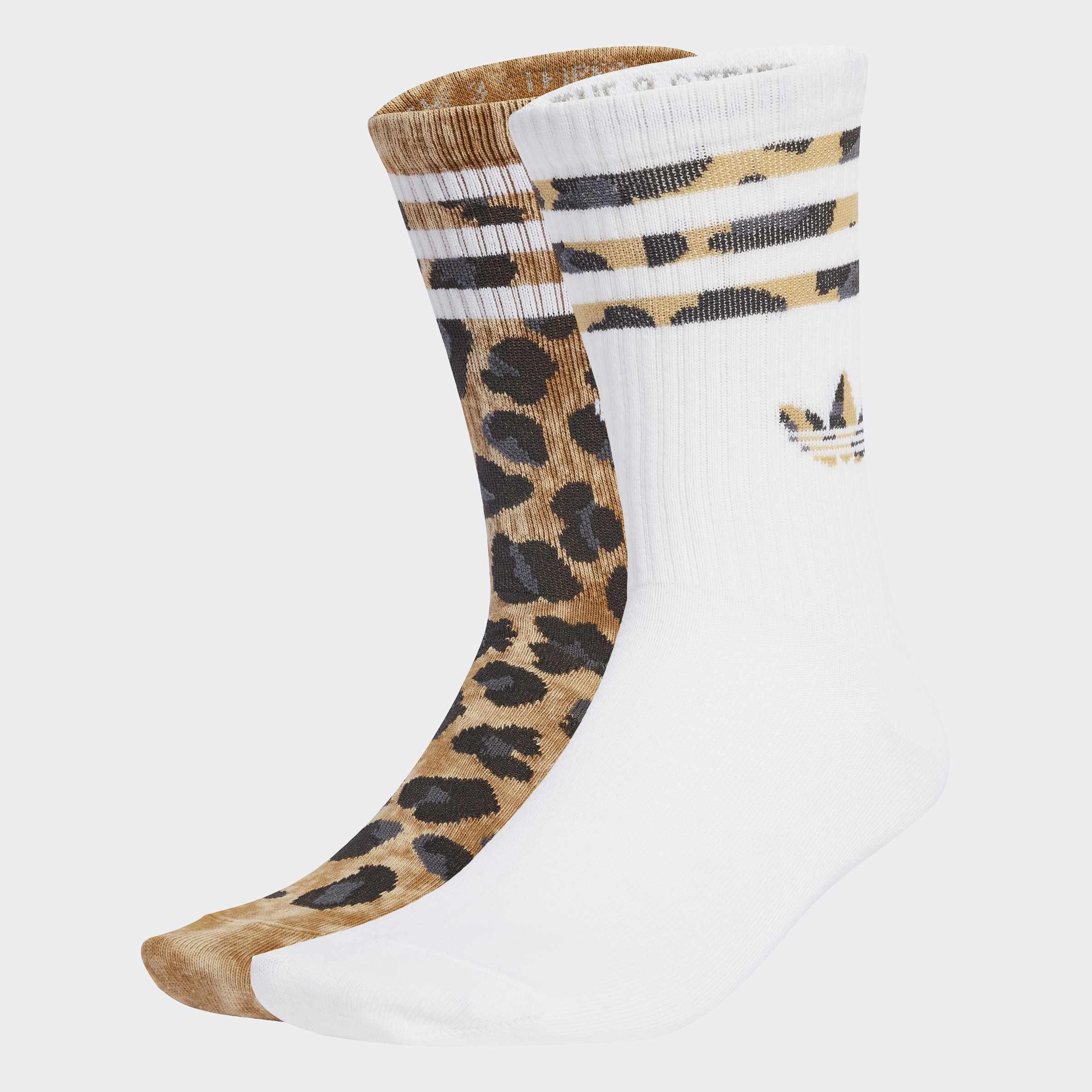 Unisex Leopard Crew Socks - 2 Pairs, Brown, A701_ONE, large image number 3