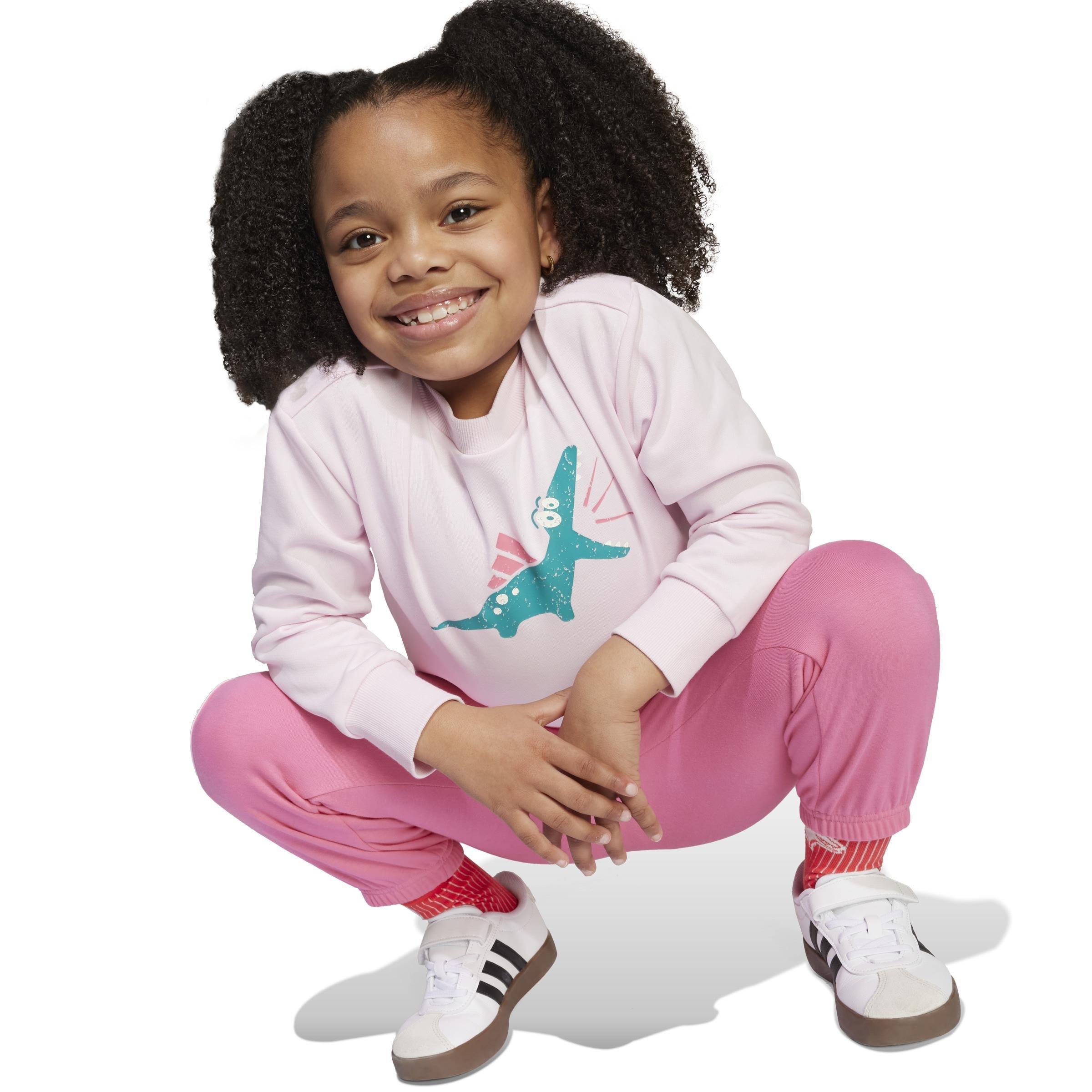 Kids Unisex Seasonal Essentials Adiraptor Fleece Jogger Set Little, Pink, , large image number 3