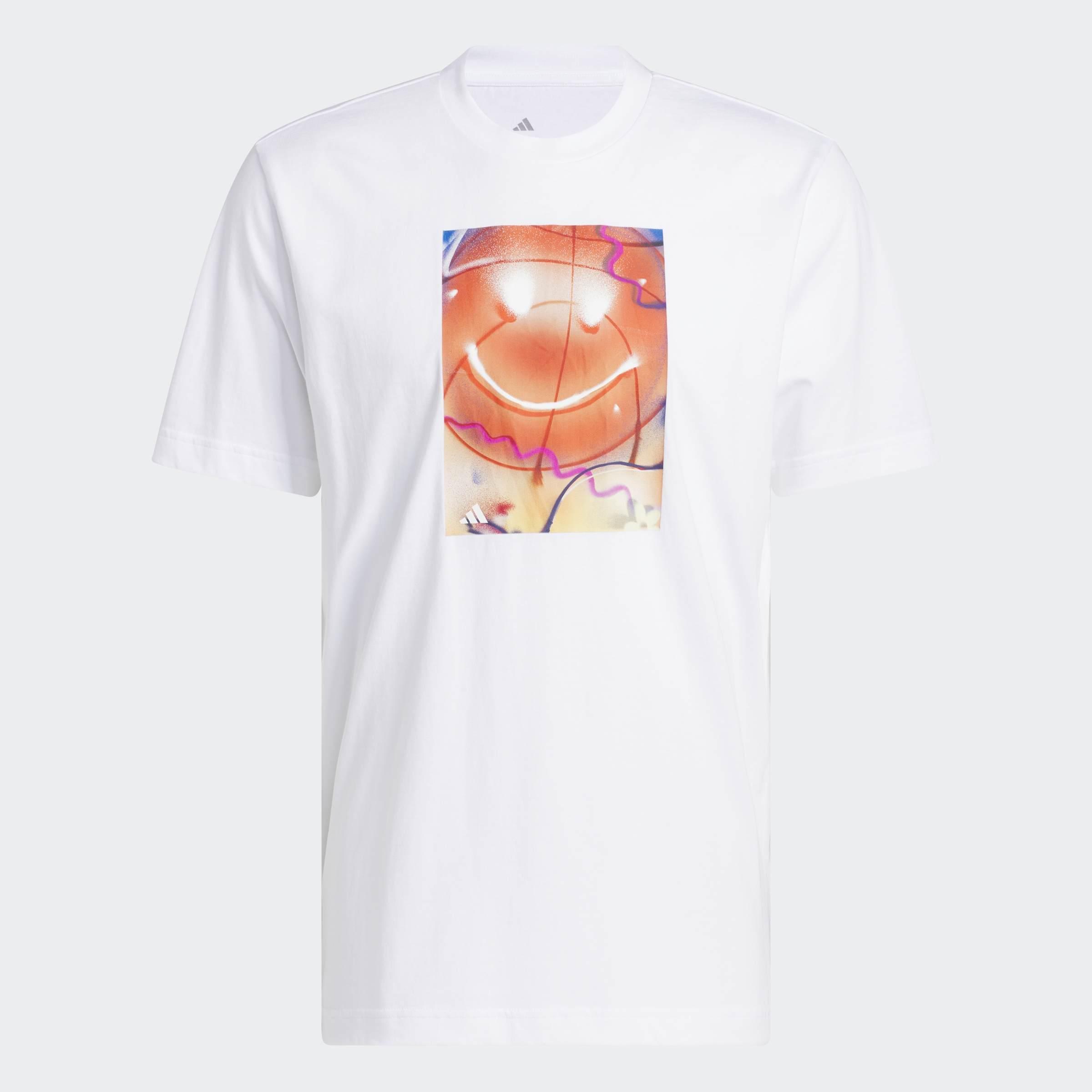 Basketball Is Happiness Graphic T-Shirt, White