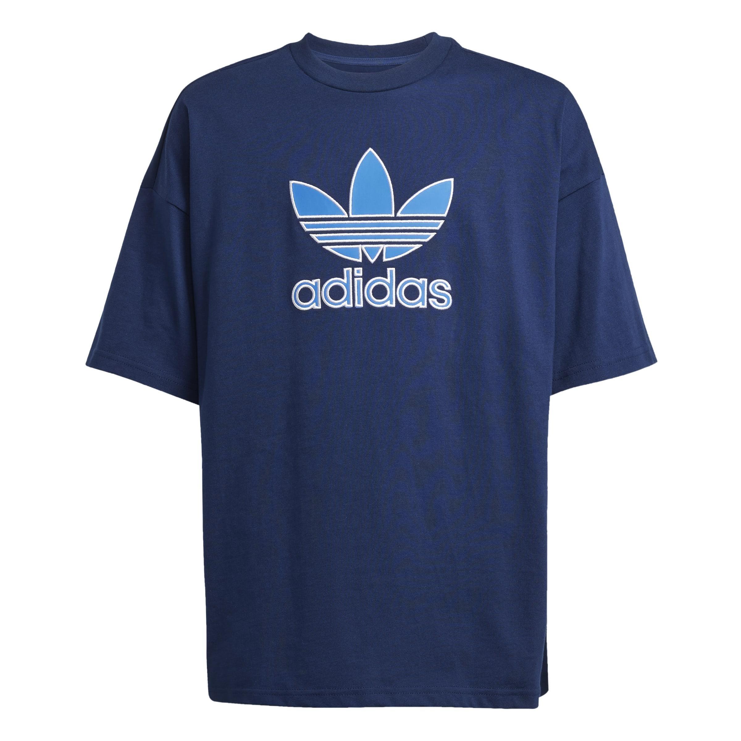 Kids Unisex Oversize Trefoil T-Shirt, Blue, A701_ONE, large image number 0