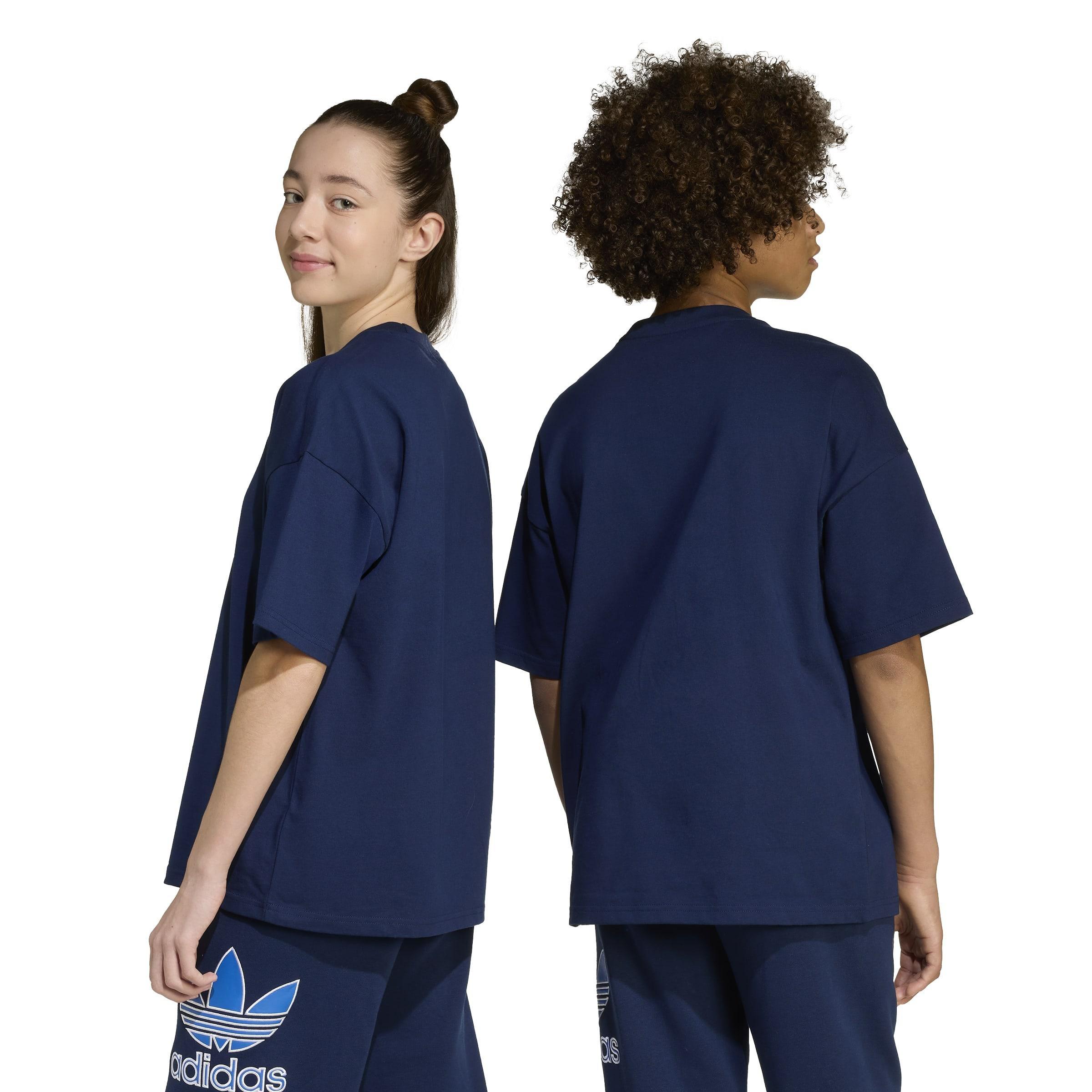 Kids Unisex Oversize Trefoil T-Shirt, Blue, A701_ONE, large image number 1