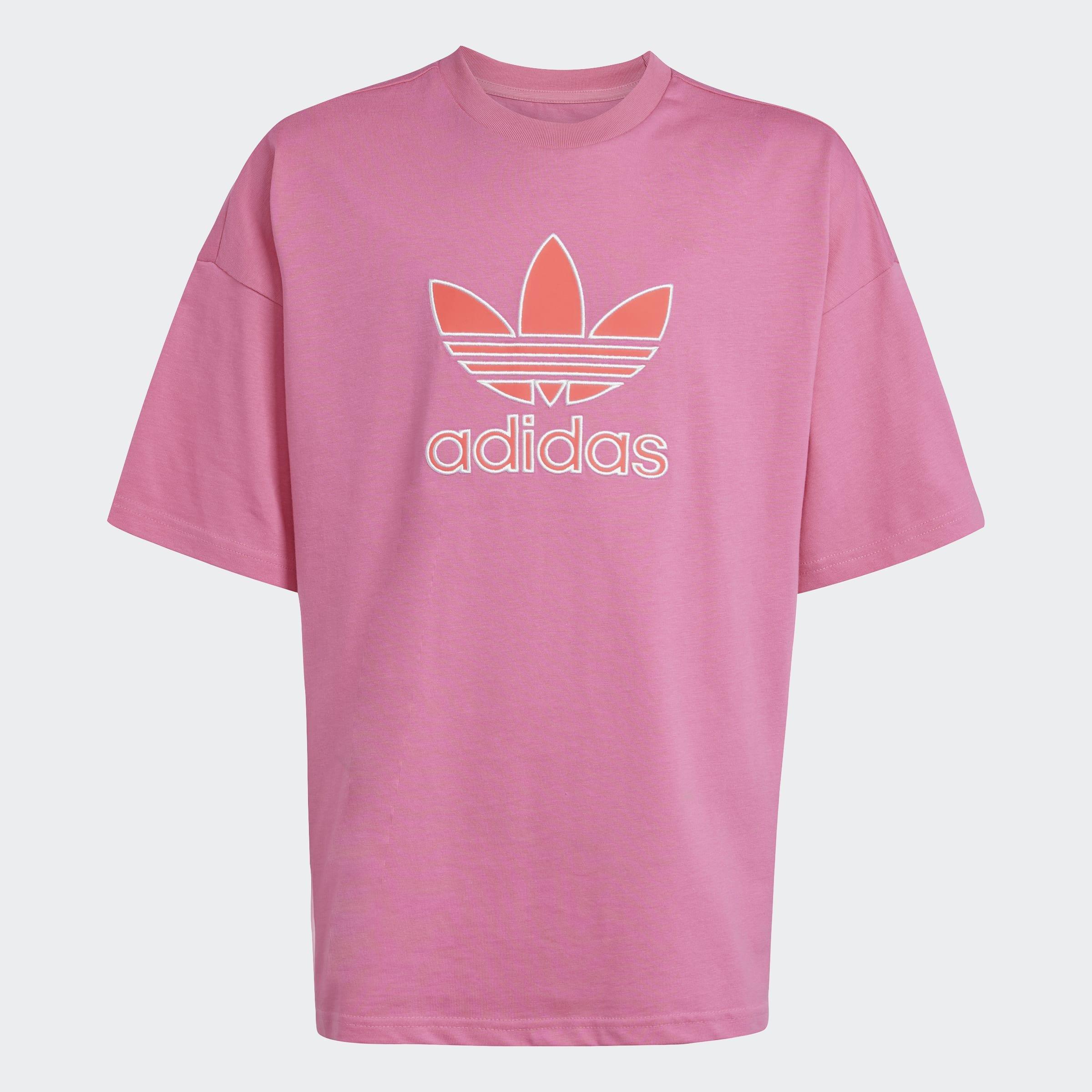Kids Unisex Oversize Trefoil T-Shirt, Pink, A701_ONE, large image number 0