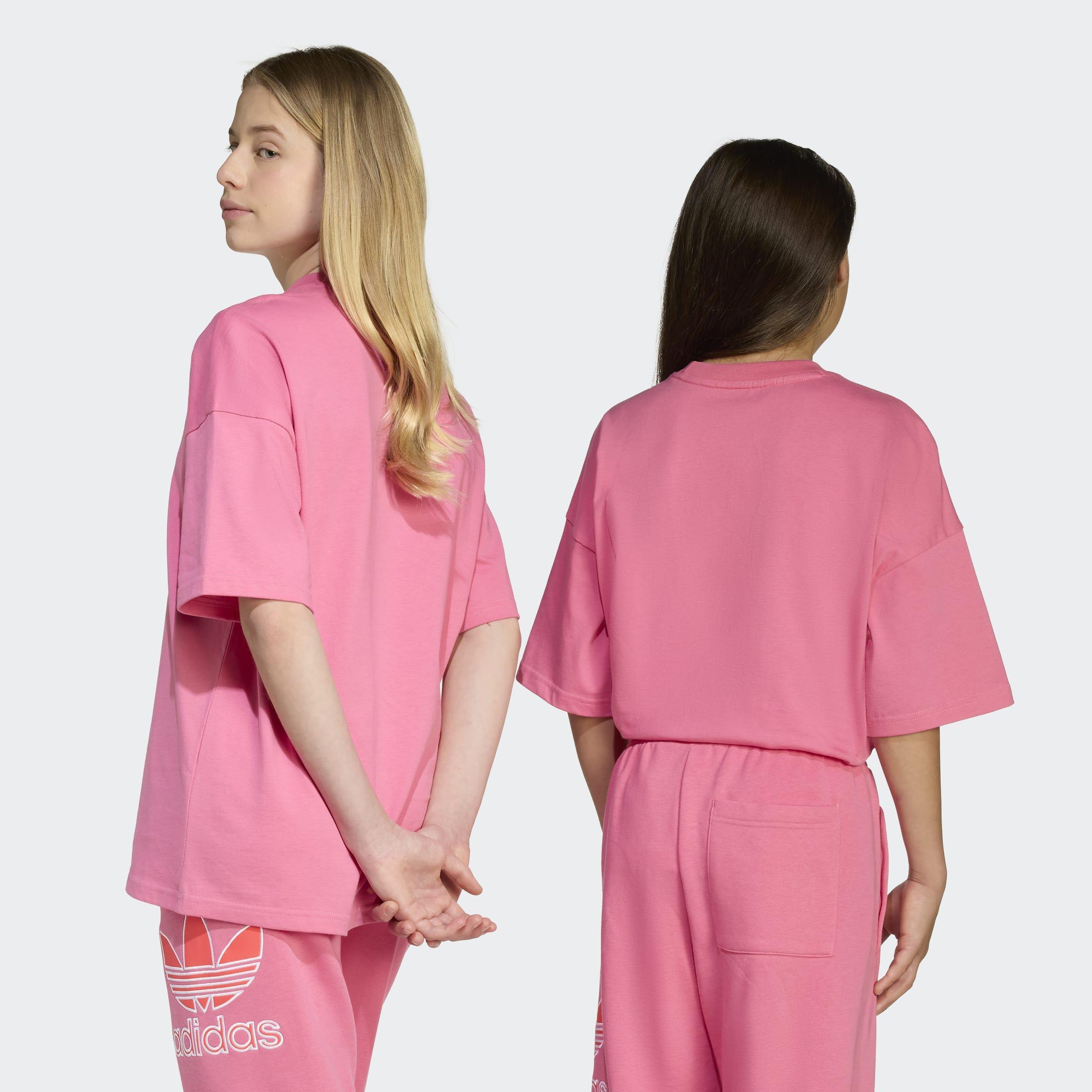 Kids Unisex Oversize Trefoil T-Shirt, Pink, A701_ONE, large image number 1