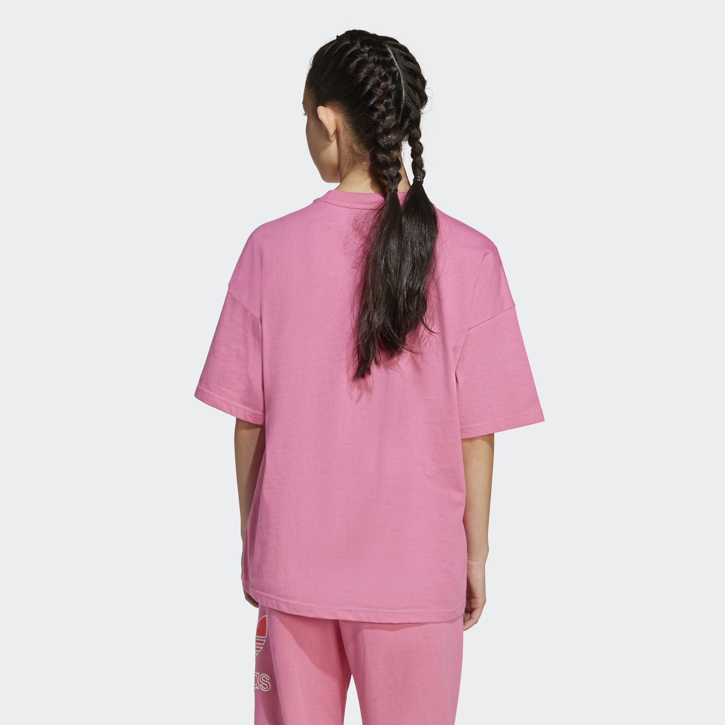 Kids Unisex Oversize Trefoil T-Shirt, Pink, A701_ONE, large image number 2