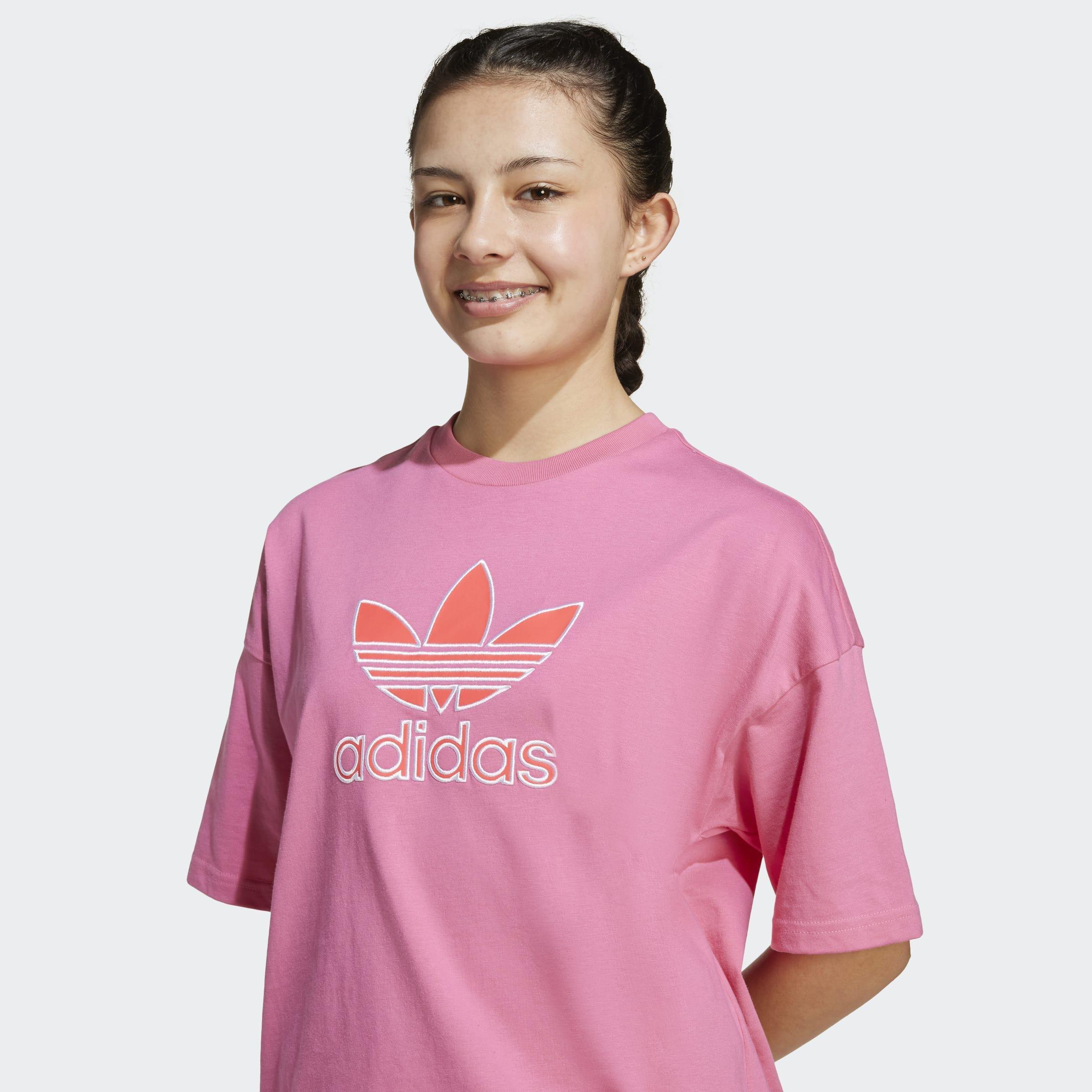 Kids Unisex Oversize Trefoil T-Shirt, Pink, A701_ONE, large image number 3