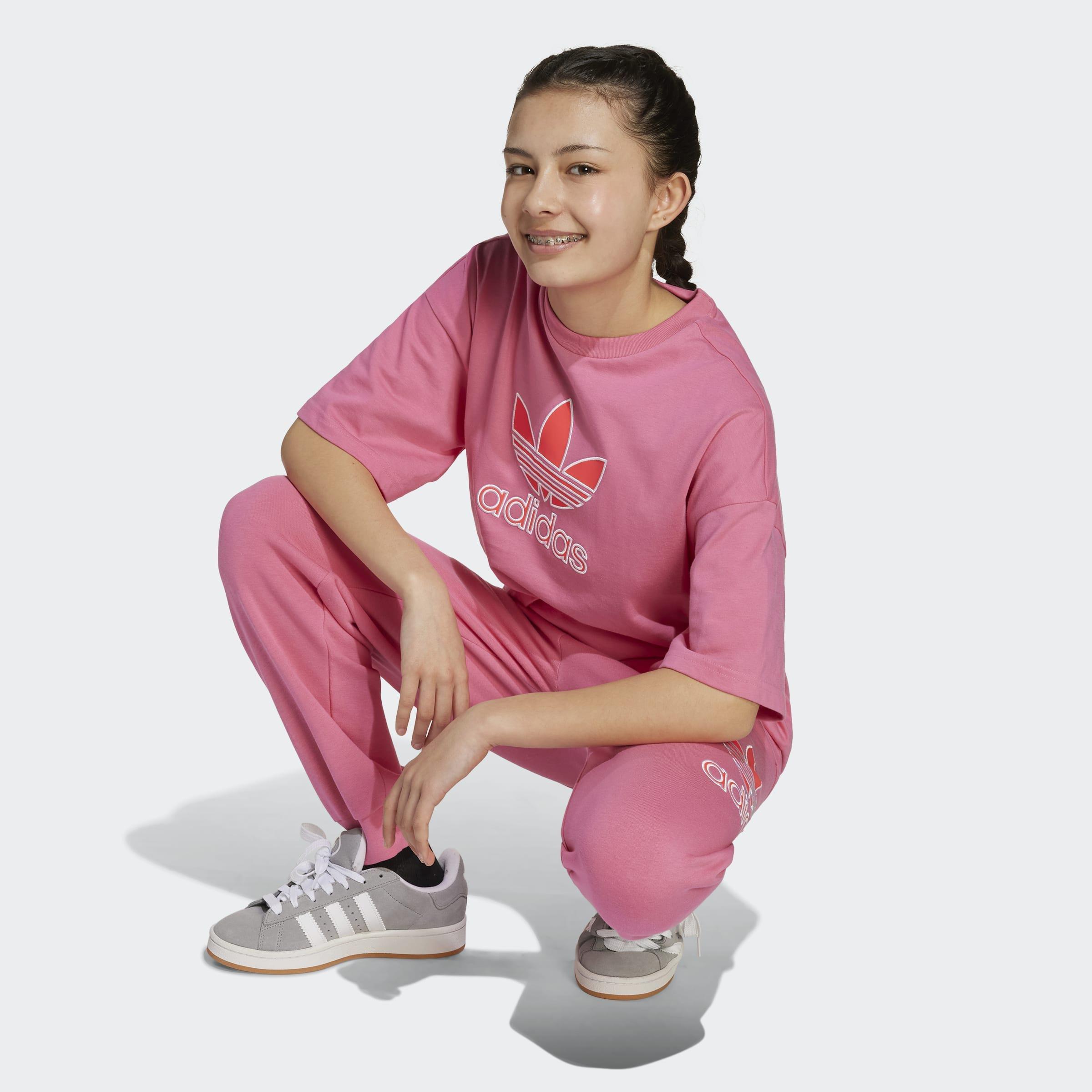 Kids Unisex Oversize Trefoil T-Shirt, Pink, A701_ONE, large image number 4