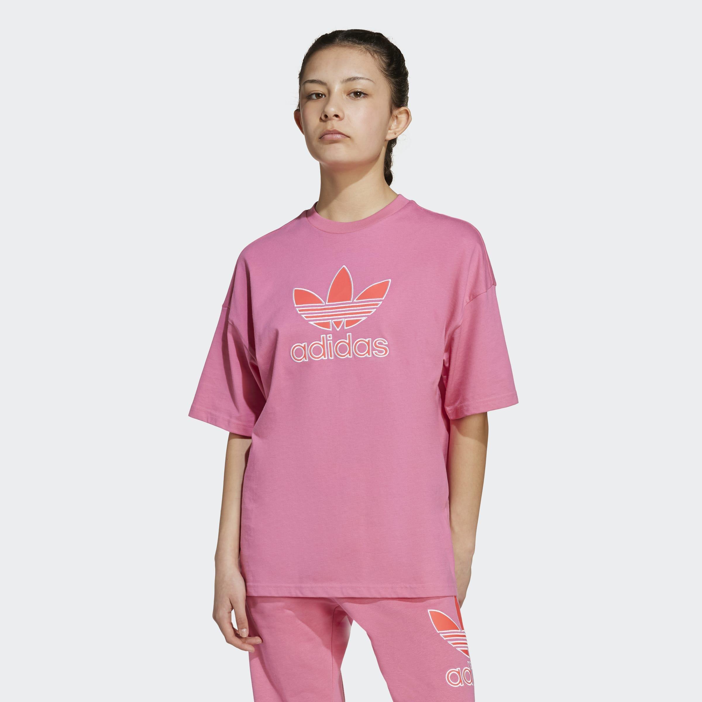 Kids Unisex Oversize Trefoil T-Shirt, Pink, A701_ONE, large image number 5