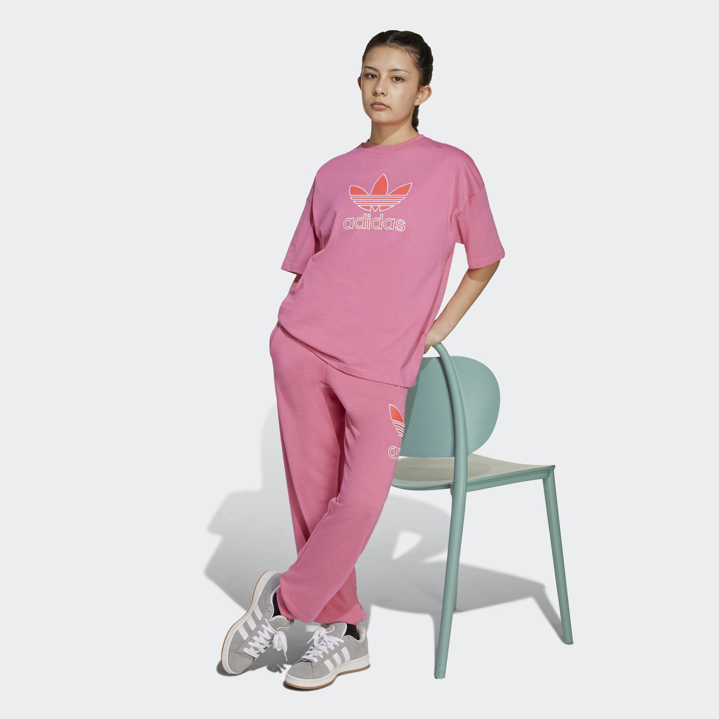 Kids Unisex Oversize Trefoil T-Shirt, Pink, A701_ONE, large image number 6