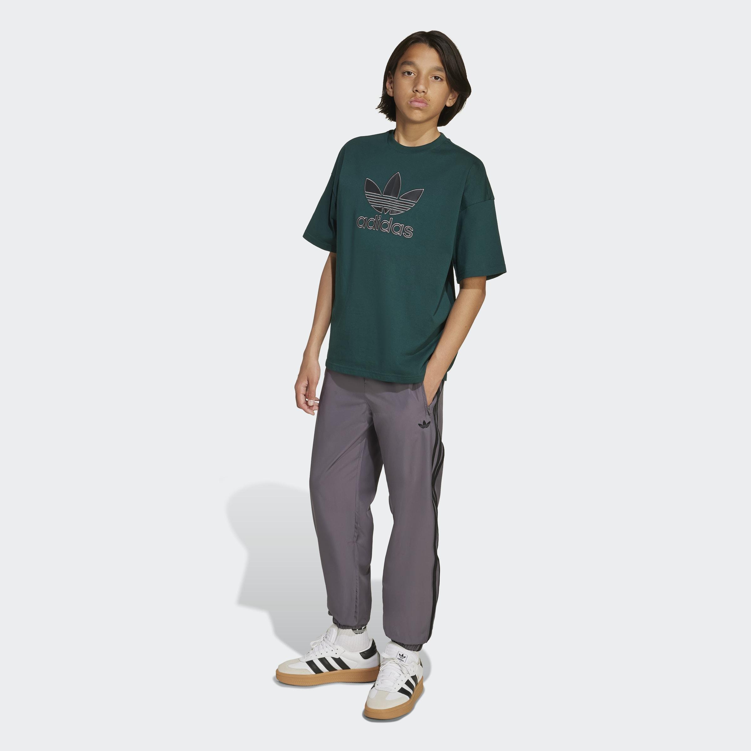 Kids Unisex Oversize Trefoil T-Shirt, Green, A701_ONE, large image number 6