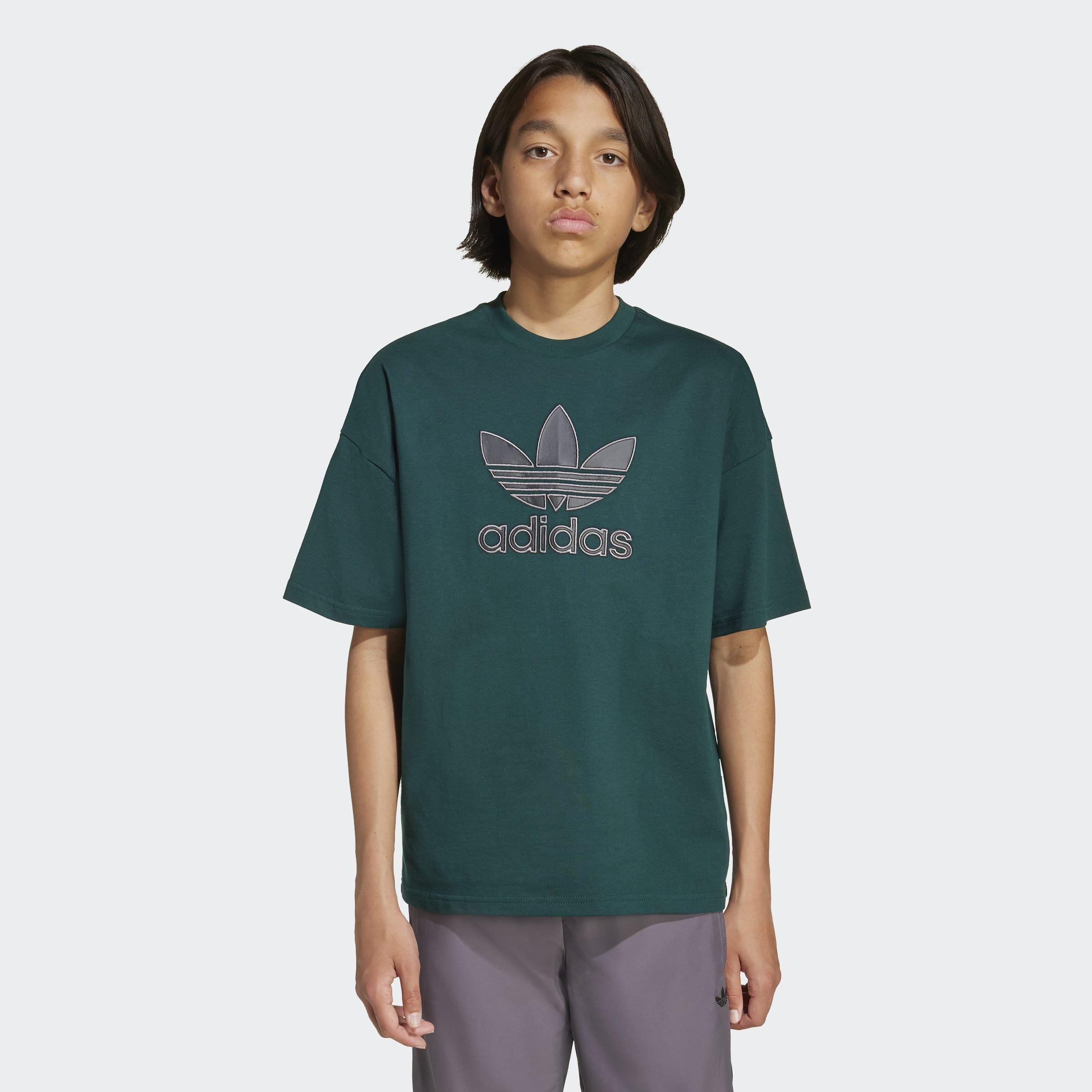 Kids Unisex Oversize Trefoil T-Shirt, Green, A701_ONE, large image number 7