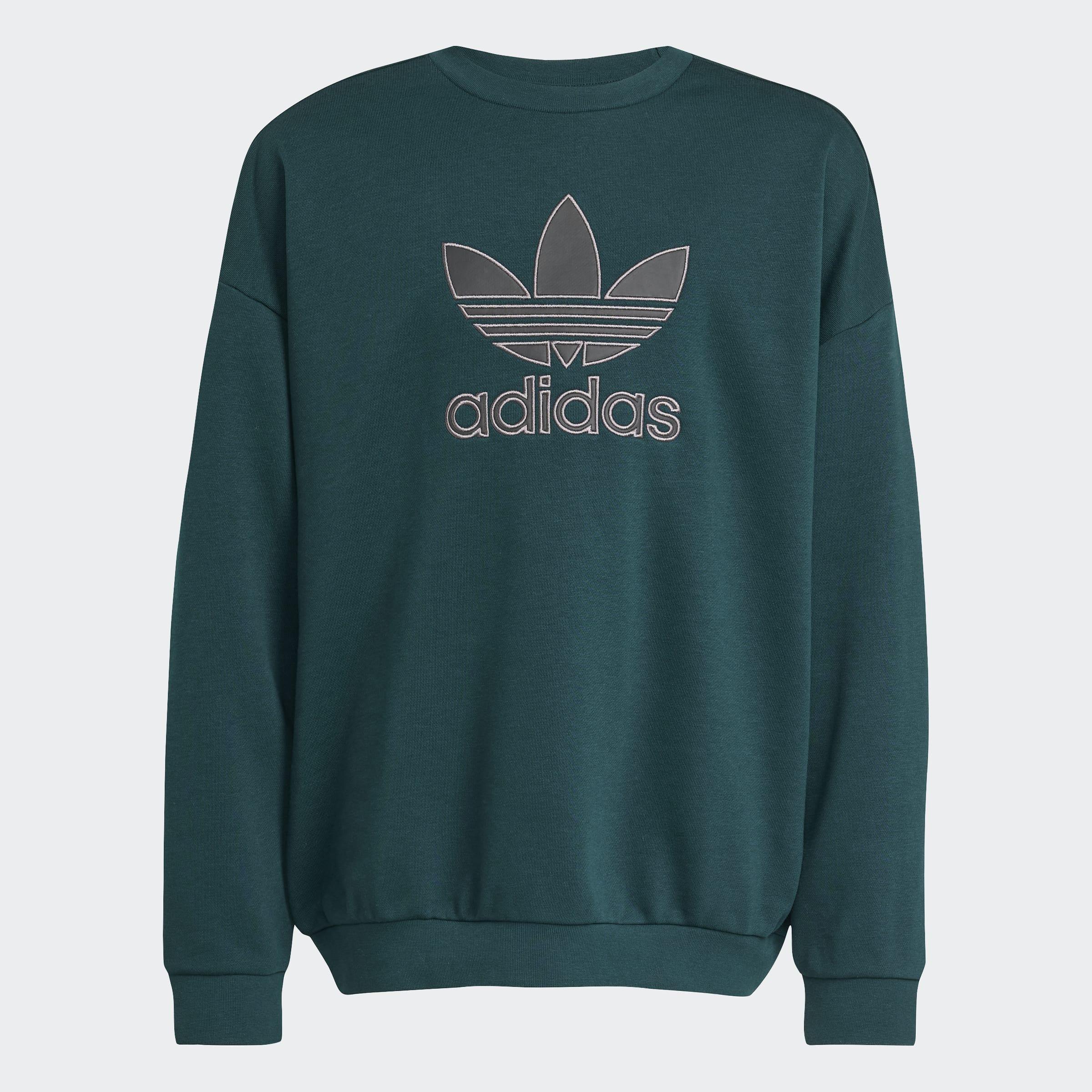 Kids Unisex Trefoil Crew, Green, A701_ONE, medium