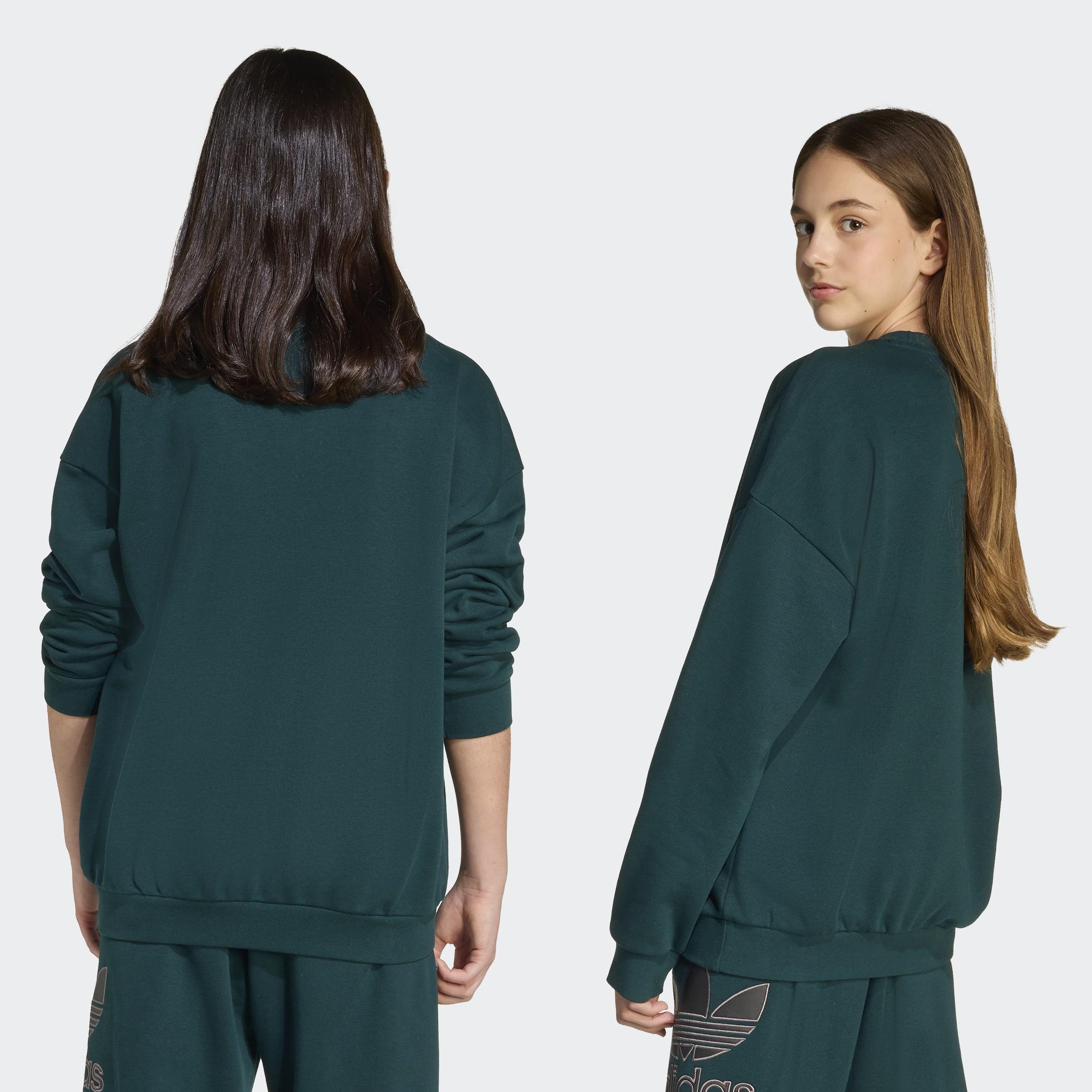 Kids Unisex Trefoil Crew, Green, A701_ONE, medium