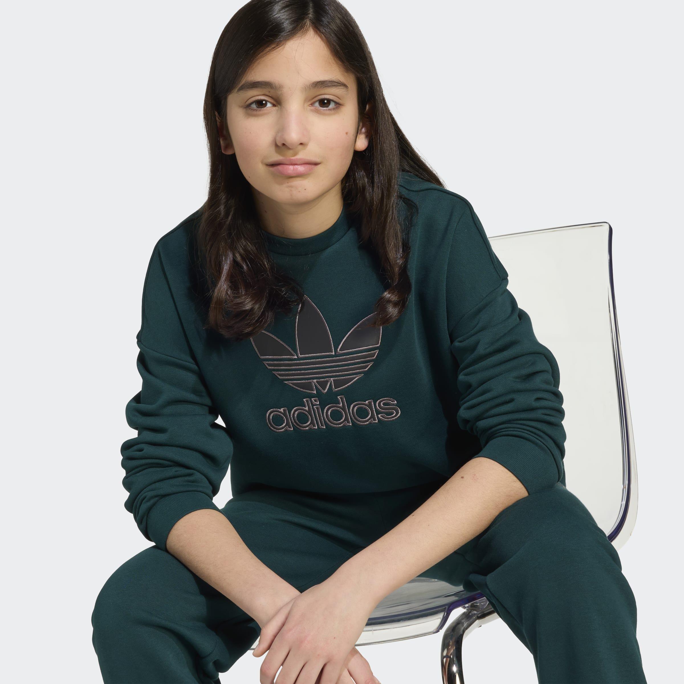 Kids Unisex Trefoil Crew, Green, A701_ONE, large image number 3