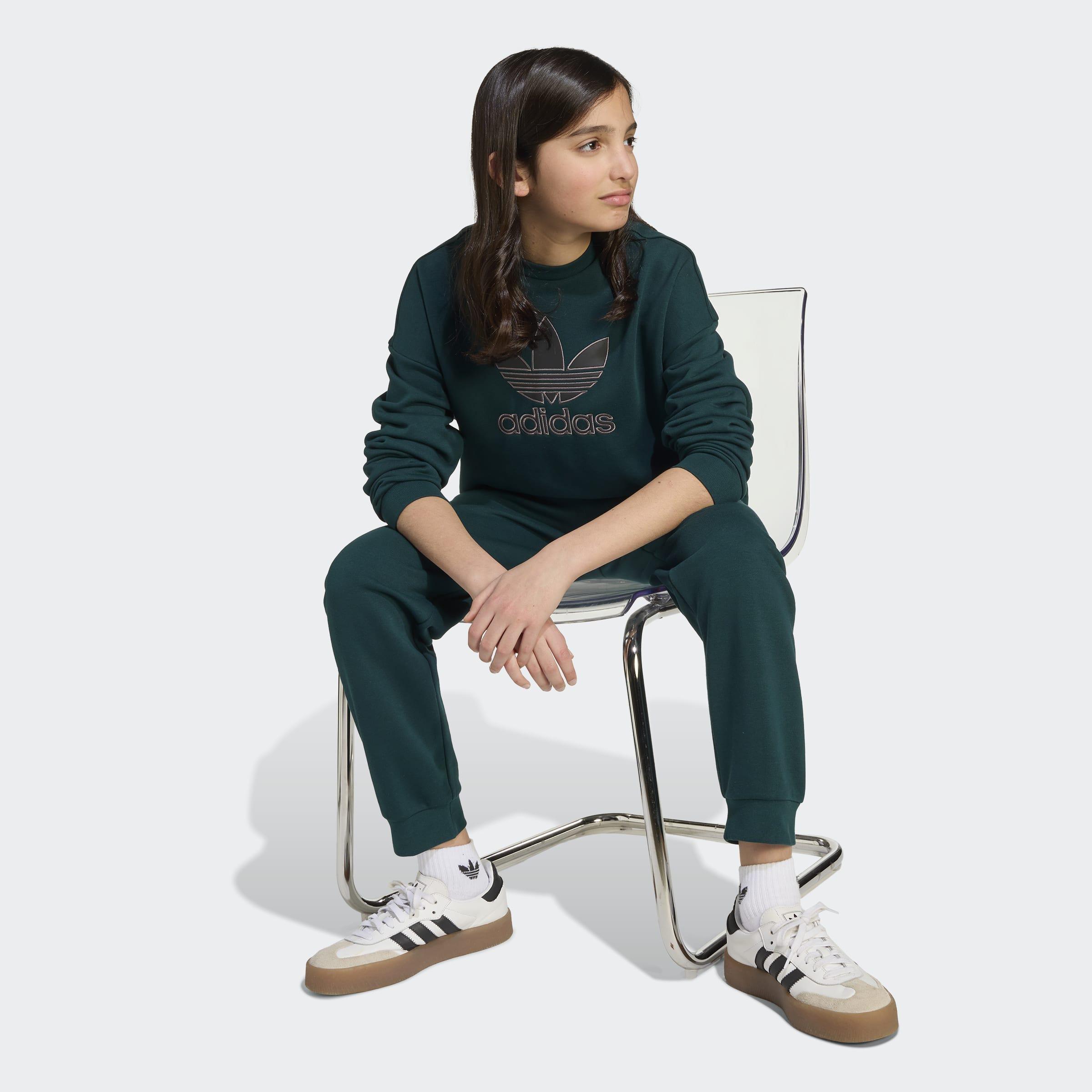 Kids Unisex Trefoil Crew, Green, A701_ONE, large image number 7