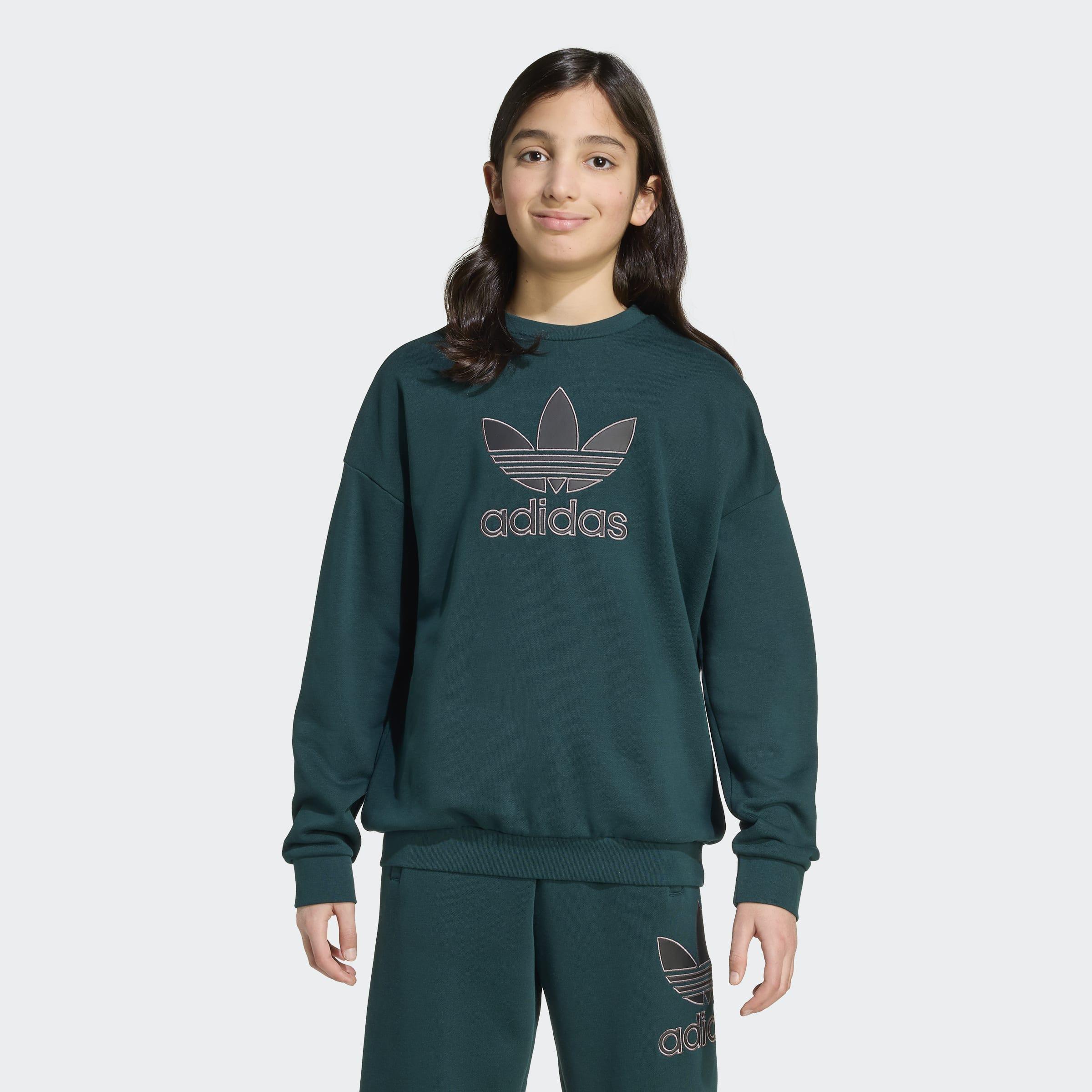 Kids Unisex Trefoil Crew, Green, A701_ONE, large image number 7