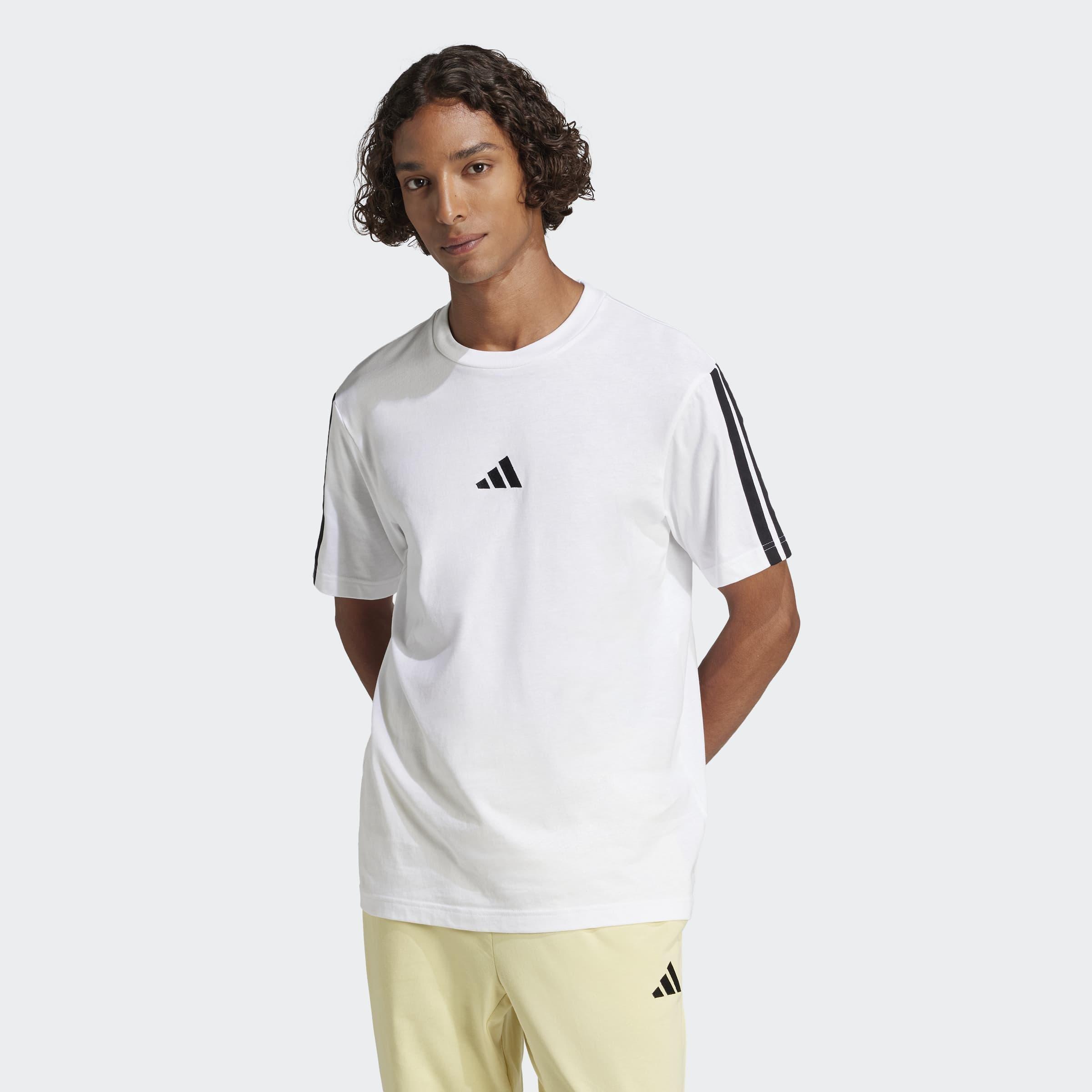 Essentials 3-Stripes Single Jersey T-Shirt, White, A701_ONE, large image number 5