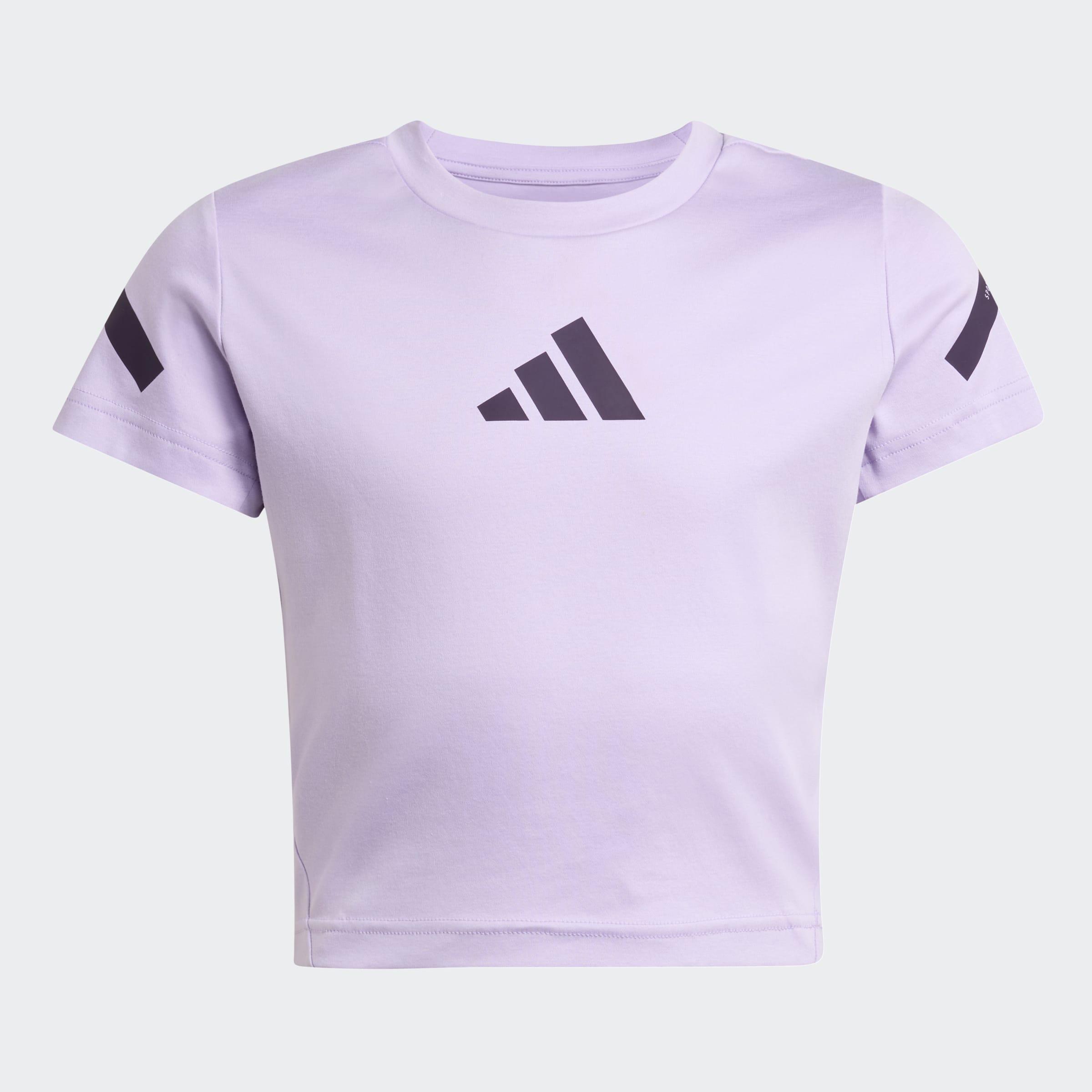 Kids adidas Z.N.E. Fitted Crop T-Shirt, Purple, A701_ONE, large image number 0