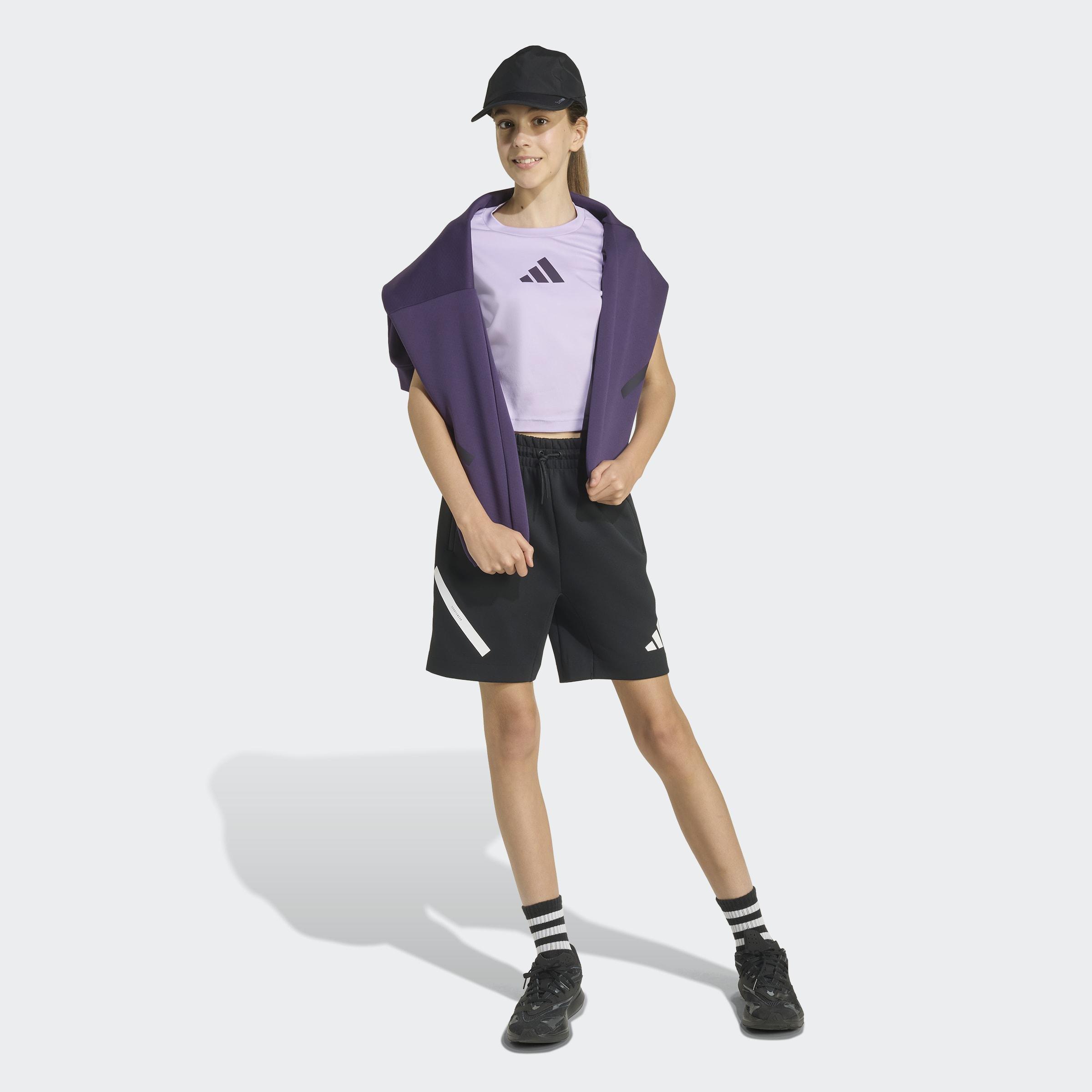 Kids adidas Z.N.E. Fitted Crop T-Shirt, Purple, A701_ONE, large image number 4