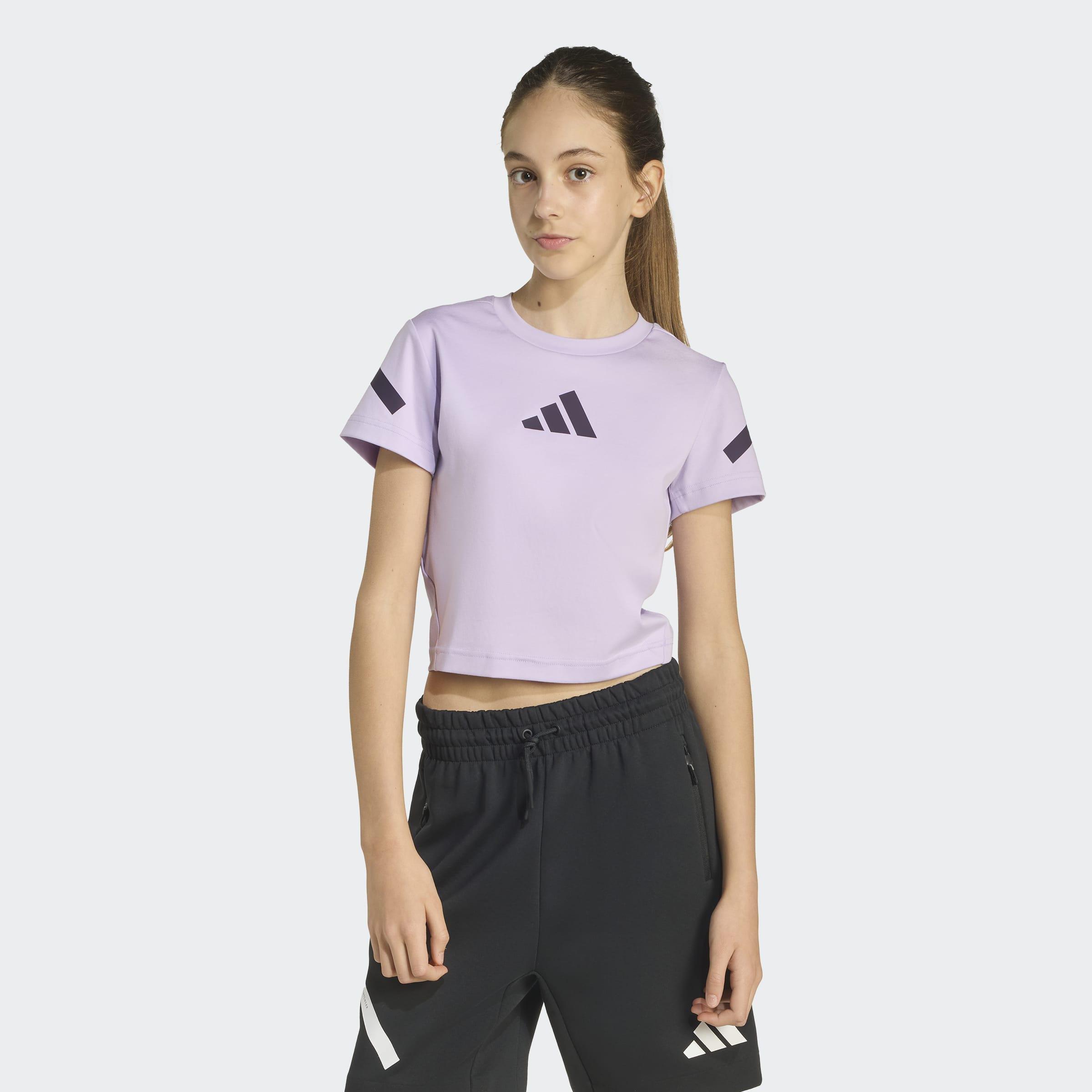 Kids adidas Z.N.E. Fitted Crop T-Shirt, Purple, A701_ONE, large image number 5