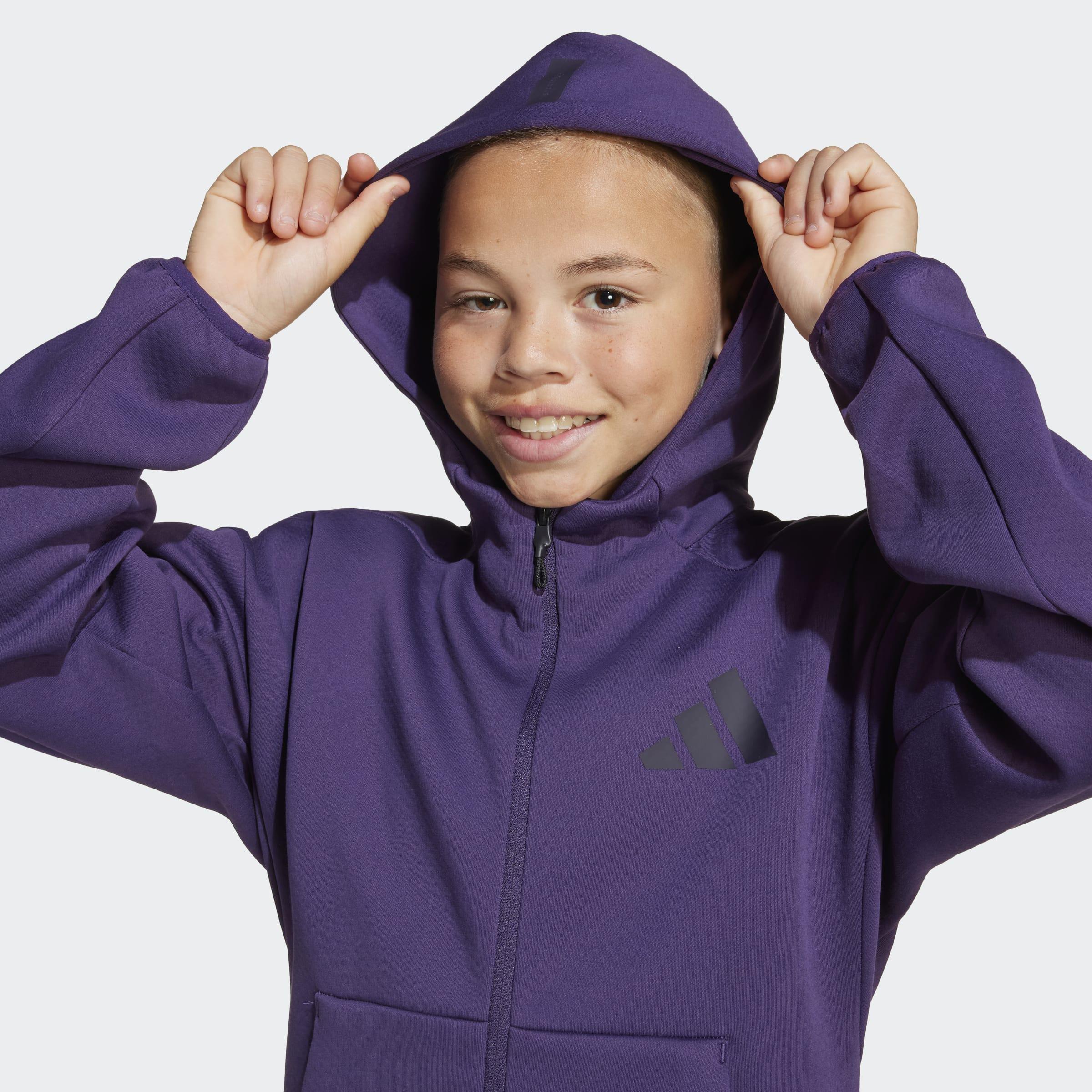 Kids Unisex adidas Z.N.E. Full-Zip Hooded Track Jacket, Purple, A701_ONE, large image number 3