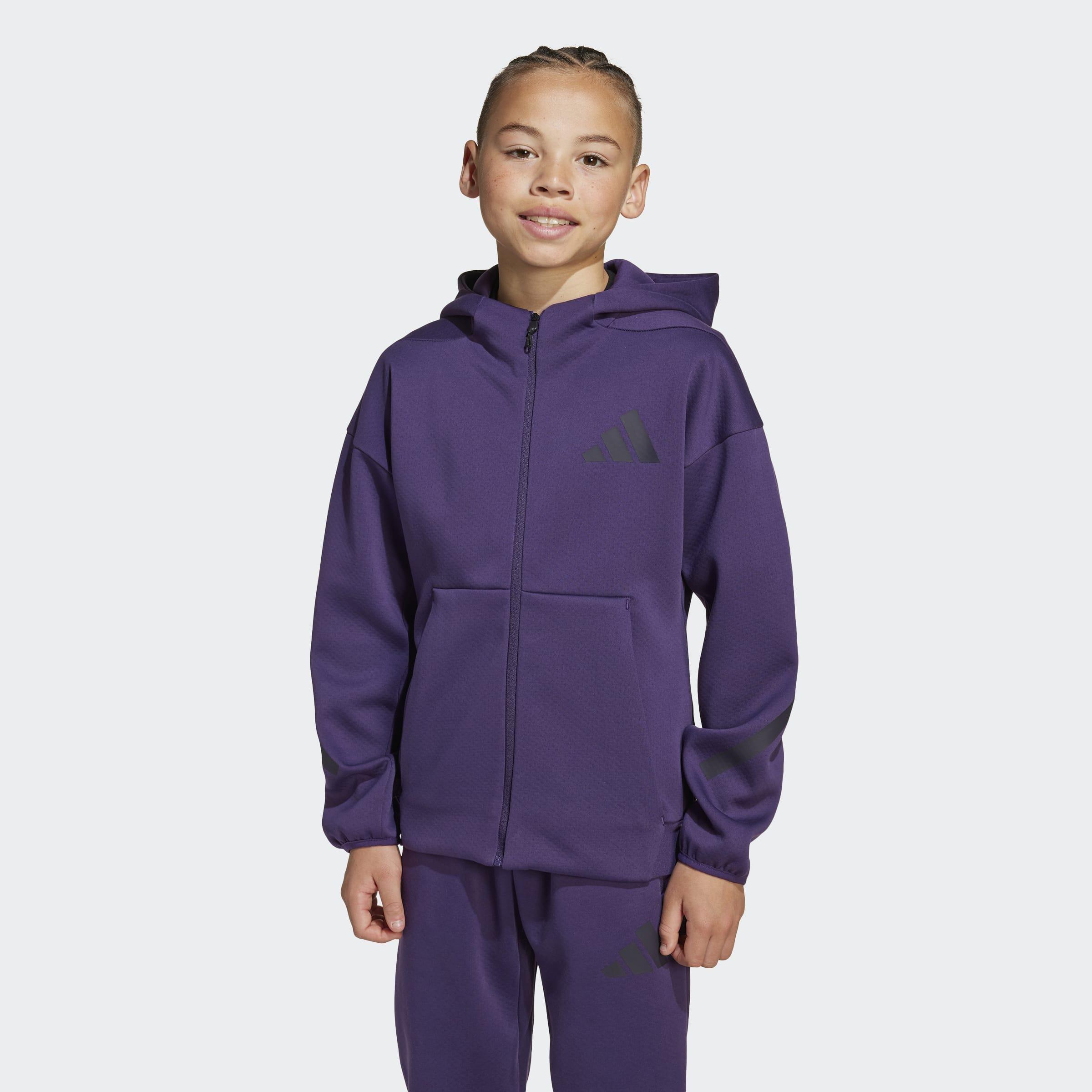 Kids Unisex adidas Z.N.E. Full-Zip Hooded Track Jacket, Purple, A701_ONE, large image number 5