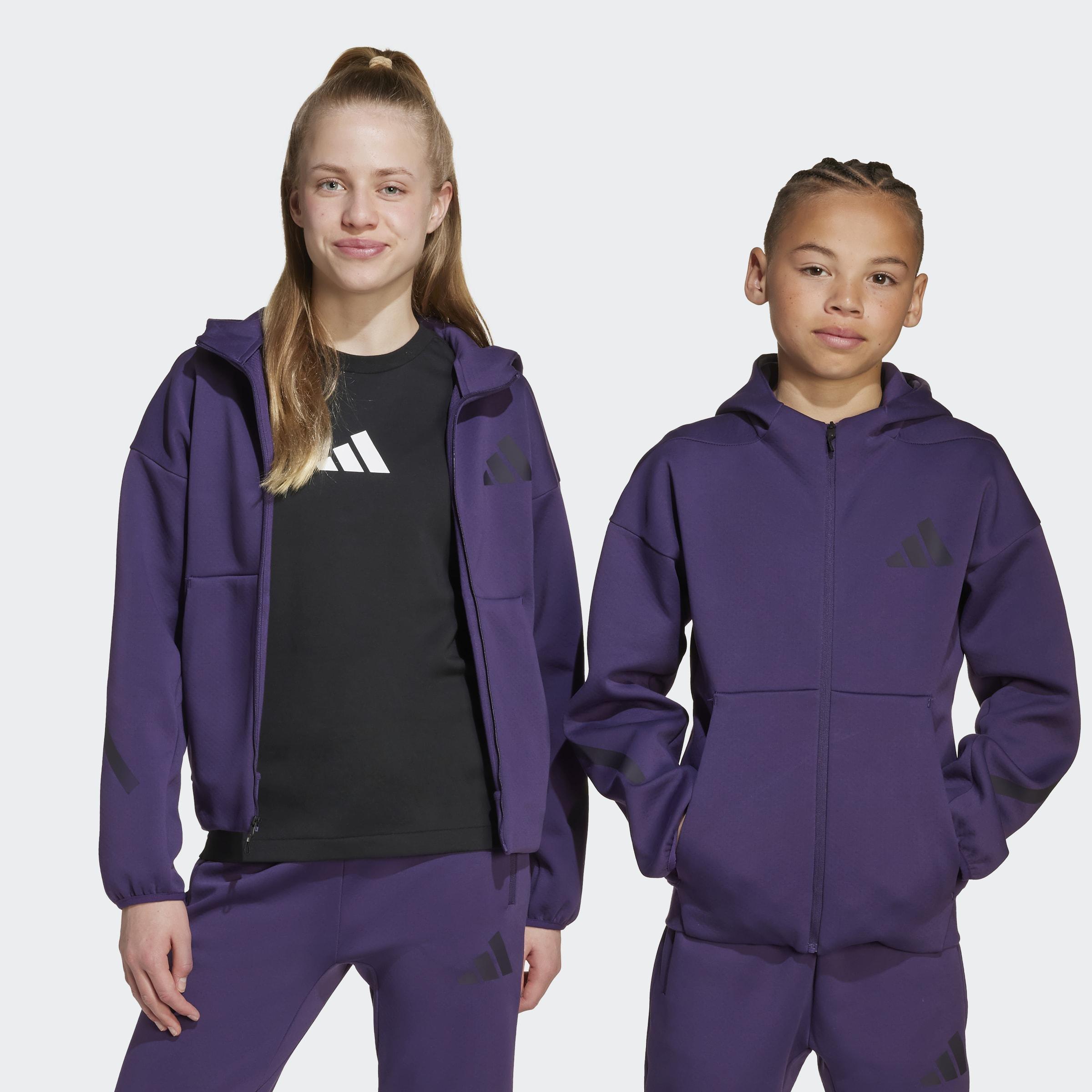 Kids Unisex adidas Z.N.E. Full-Zip Hooded Track Jacket, Purple, A701_ONE, large image number 8