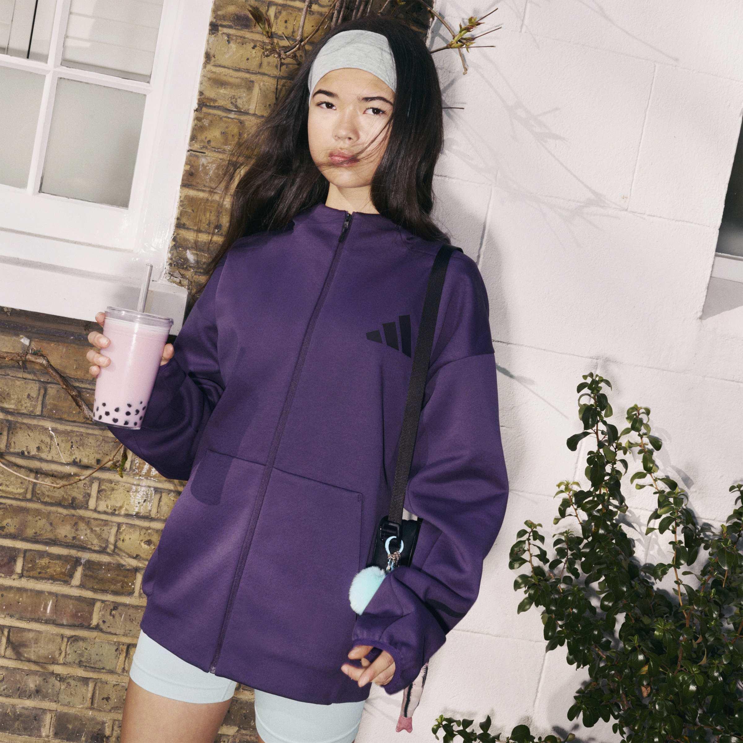 Kids Unisex adidas Z.N.E. Full-Zip Hooded Track Jacket, Purple, A701_ONE, large image number 9