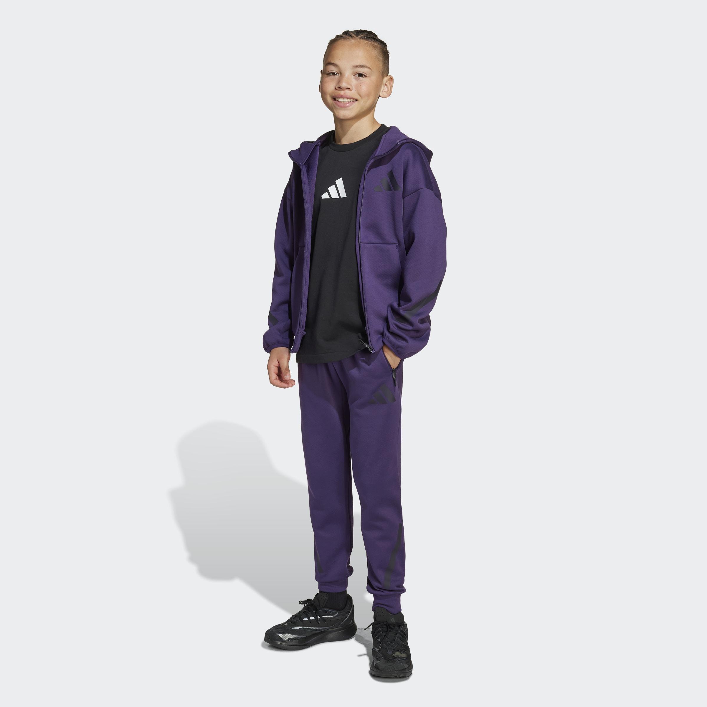 Kids Unisex adidas Z.N.E. Full-Zip Hooded Track Jacket, Purple, A701_ONE, large image number 10