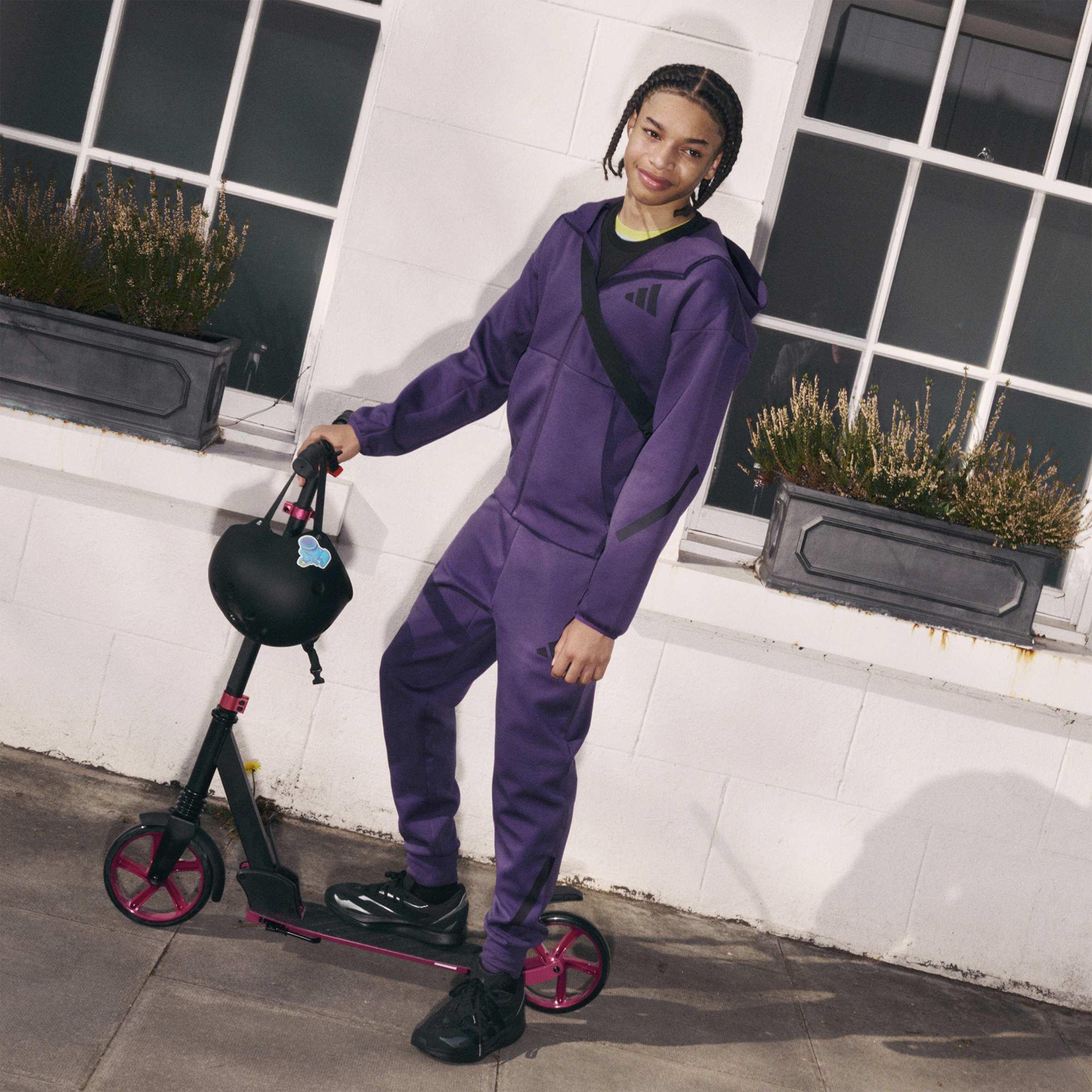 Kids Unisex adidas Z.N.E. Tapered-Leg Tracksuit Bottoms, Purple, A701_ONE, large image number 10