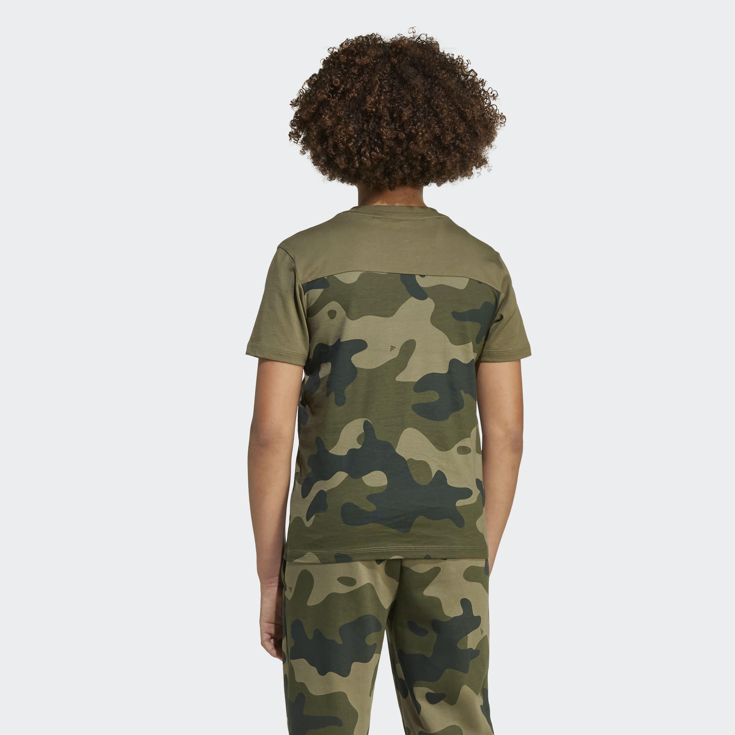 Kids Unisex Seasonal Essentials Camo Cotton T-Shirt, Green, A701_ONE, medium