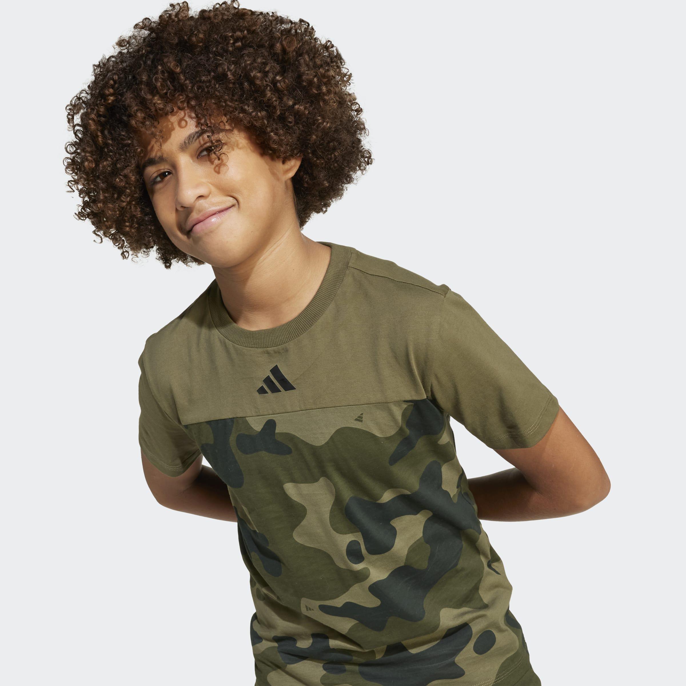 Kids Unisex Seasonal Essentials Camo Cotton T-Shirt, Green, A701_ONE, large image number 3