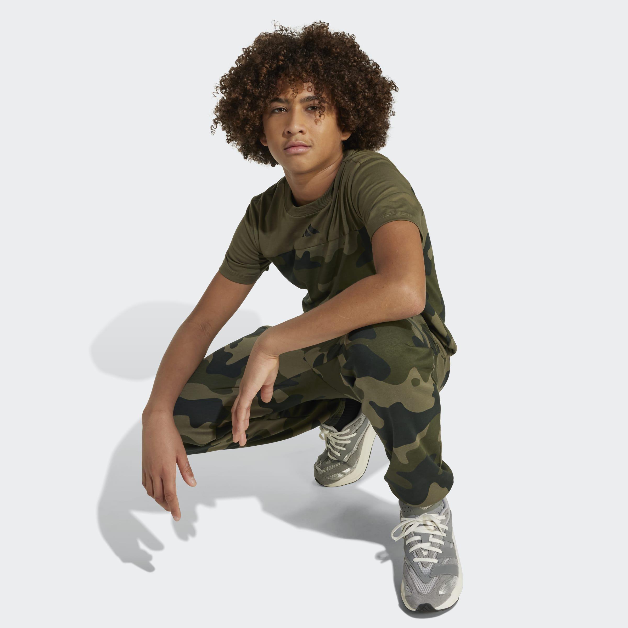 Kids Unisex Seasonal Essentials Camo Cotton T-Shirt, Green, A701_ONE, large image number 4
