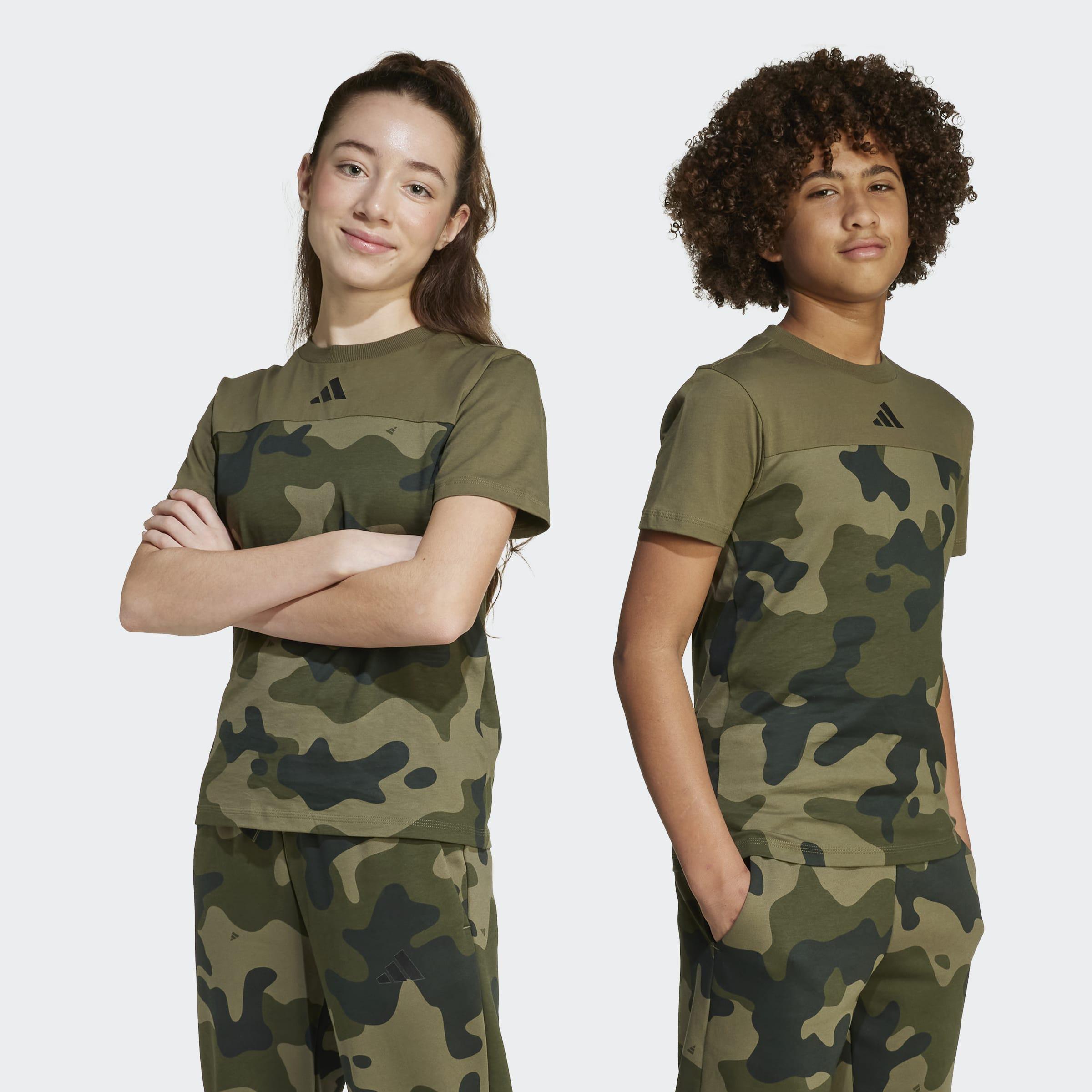 Kids Unisex Seasonal Essentials Camo Cotton T-Shirt, Green, A701_ONE, large image number 5