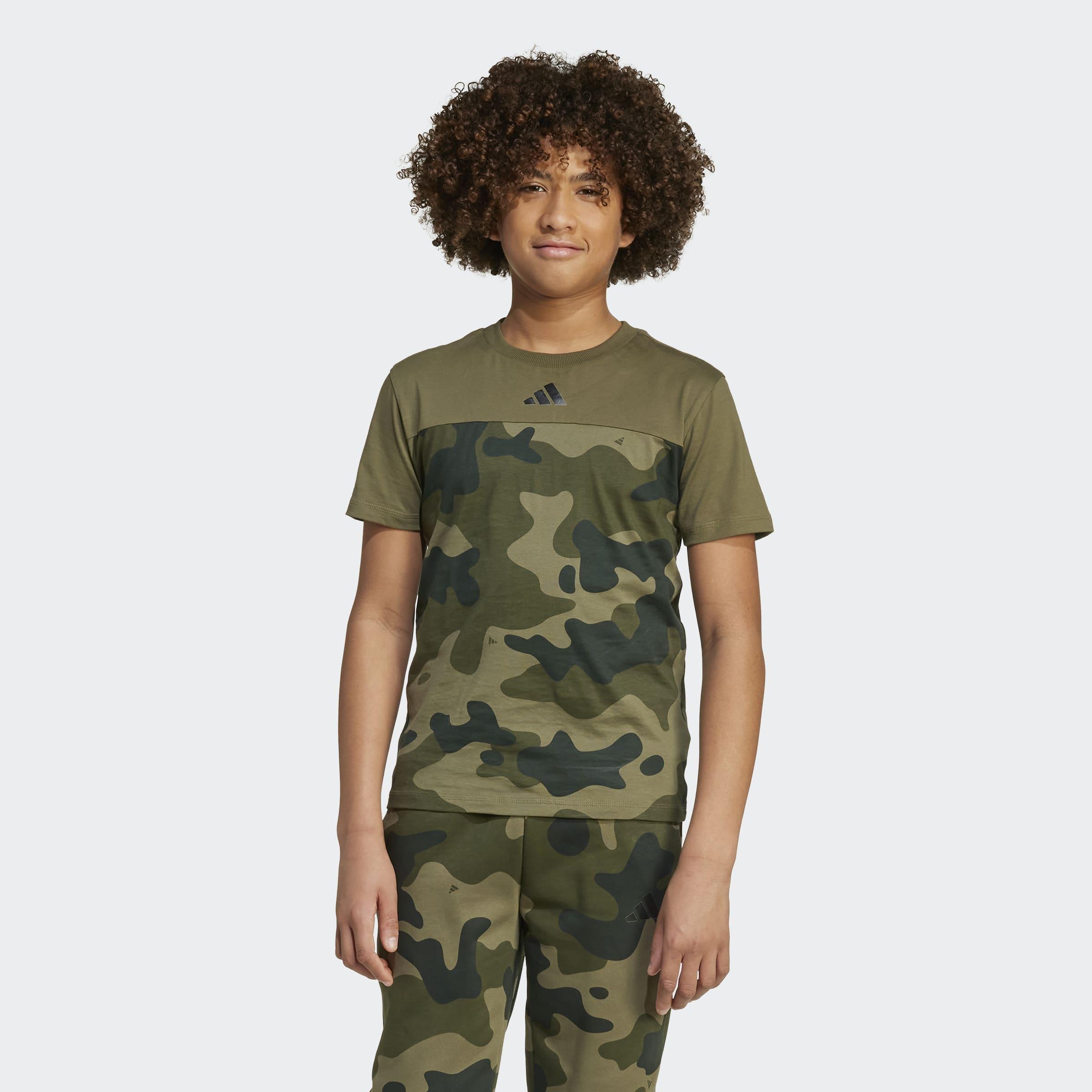 Kids Unisex Seasonal Essentials Camo Cotton T-Shirt, Green, A701_ONE, large image number 6