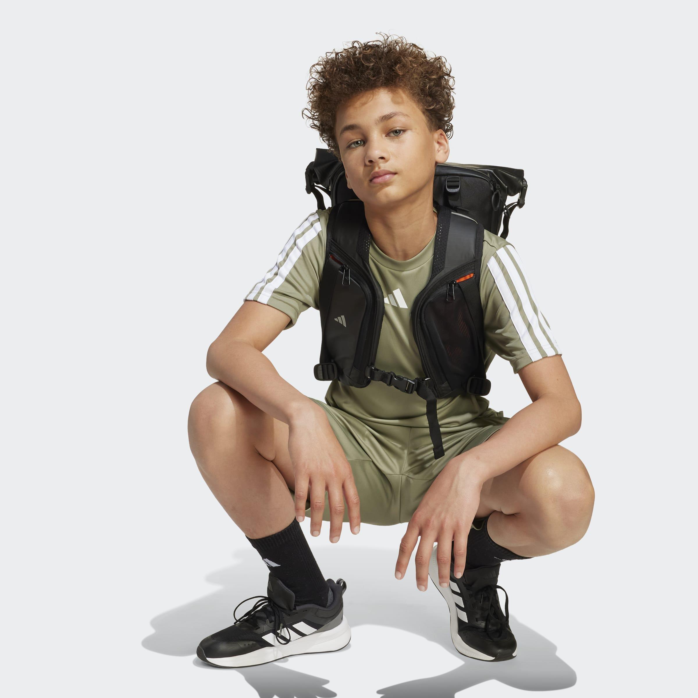 Kids Train Essentials 3-Stripes T-Shirt, Green, A701_ONE, large image number 4