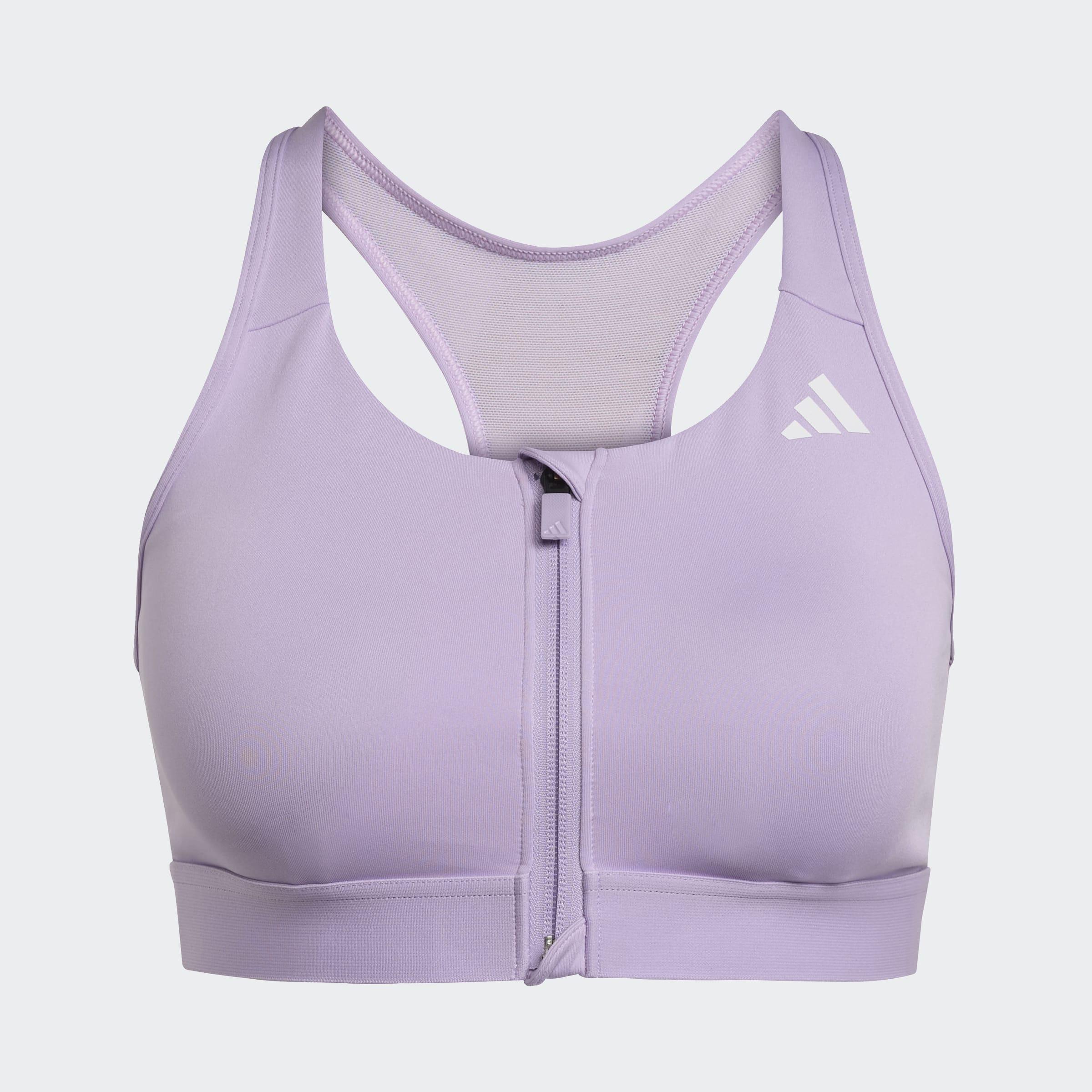 Powerreact Training Medium-Support Zip Bra, Purple, A701_ONE, large image number 0