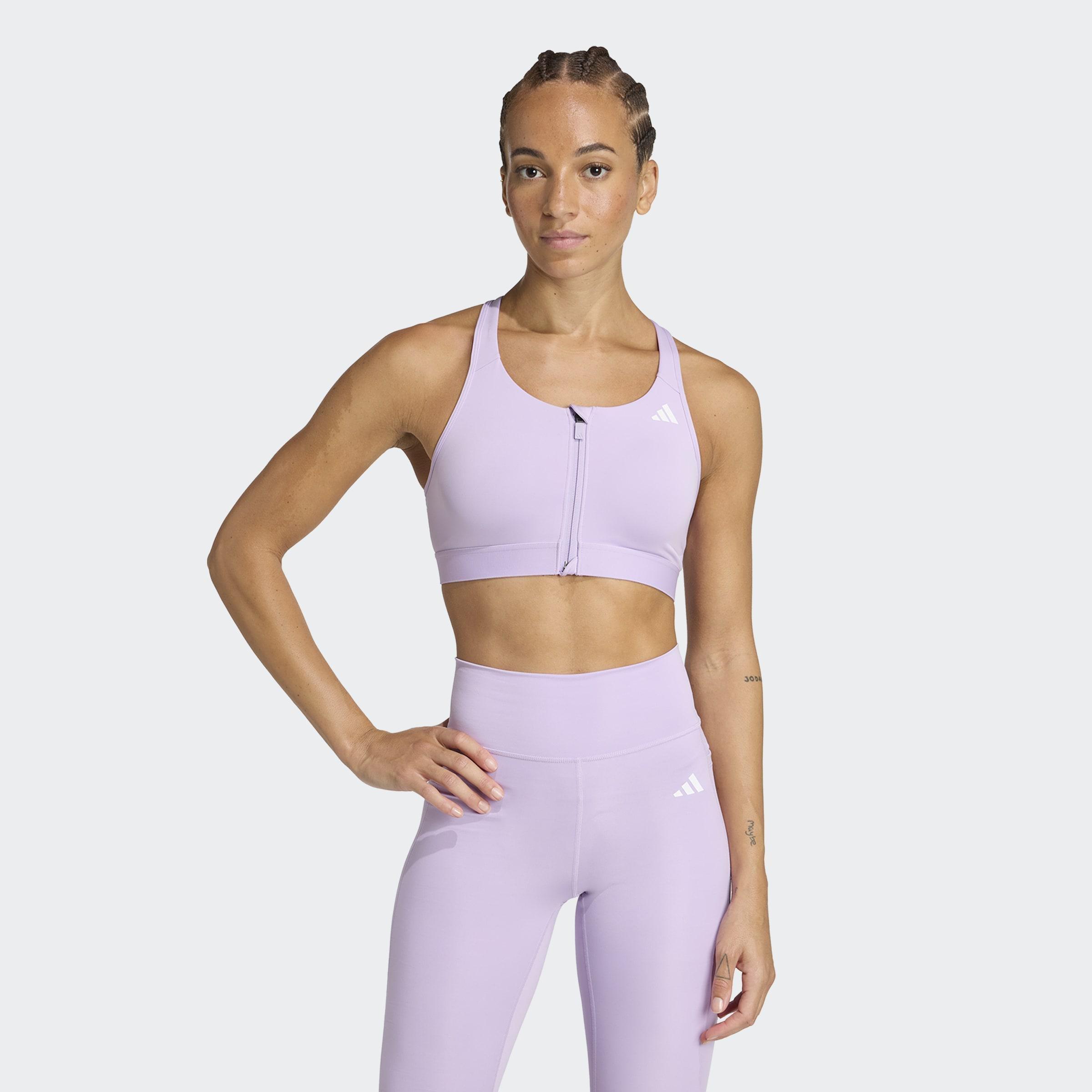 Powerreact Training Medium-Support Zip Bra, Purple, A701_ONE, large image number 6