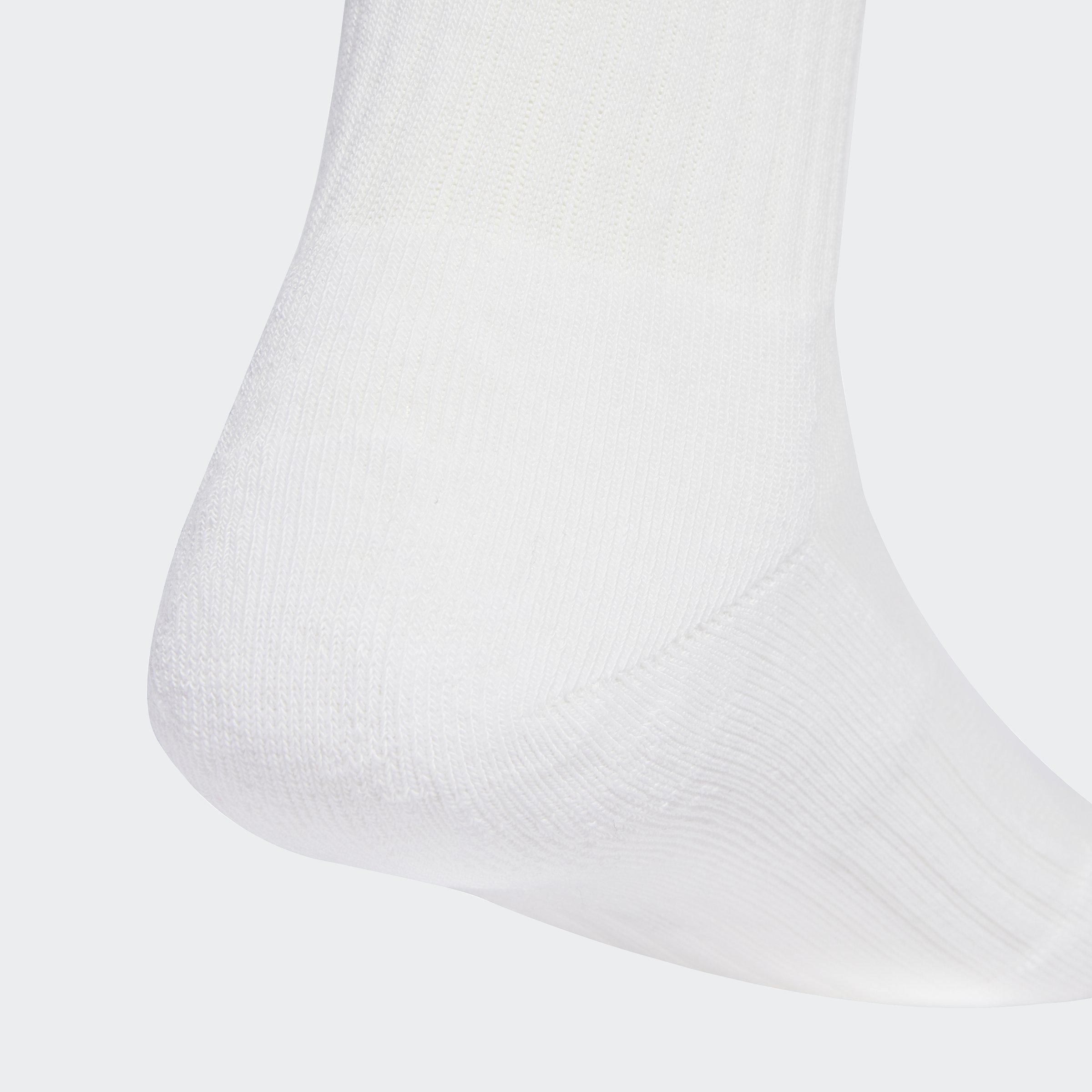 Unisex 3-Stripes Cushioned Crew Socks - 3 Pairs, White, A701_ONE, medium