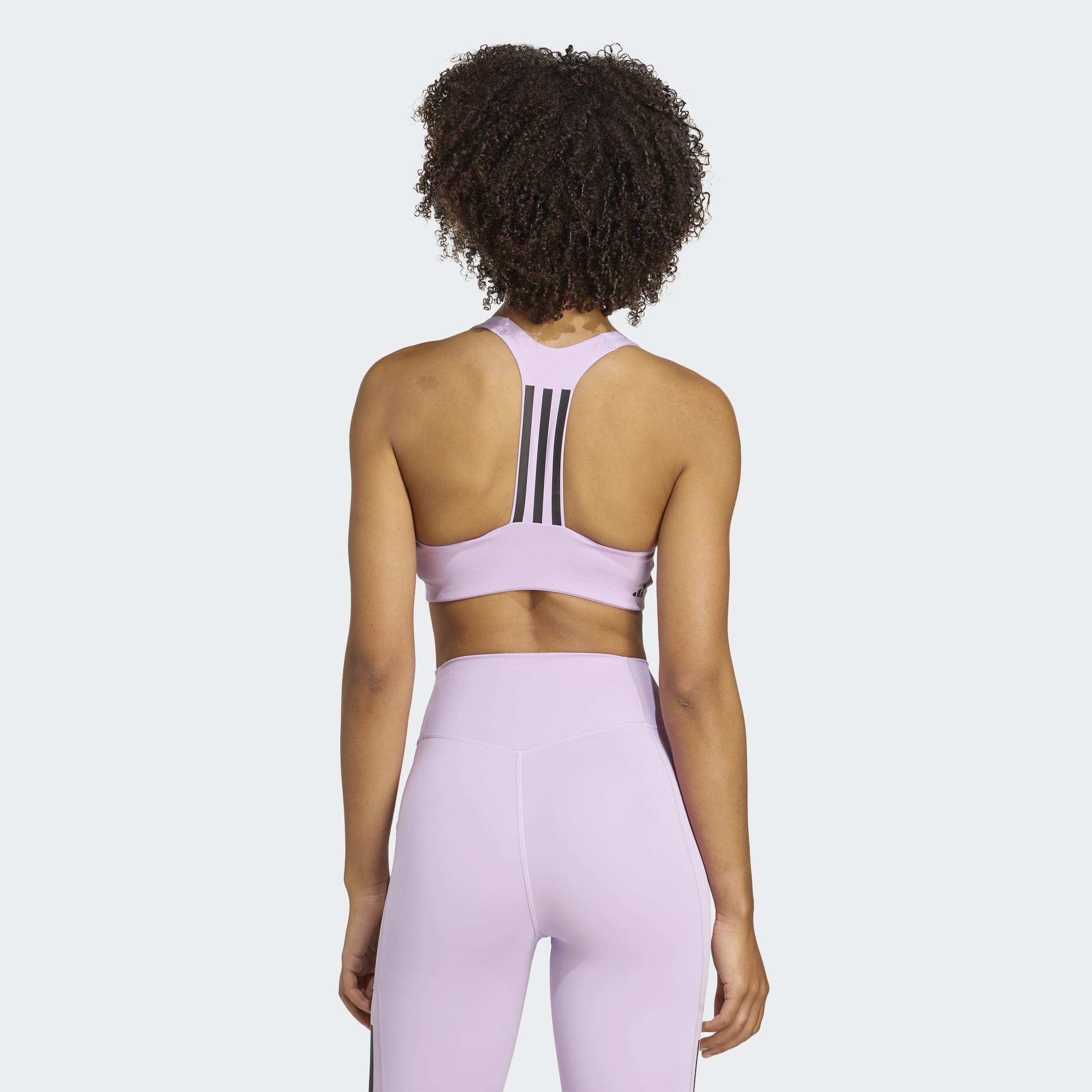 Powerimpact Training Medium-Support 3-Stripes Bra, Purple, A701_ONE, large image number 2