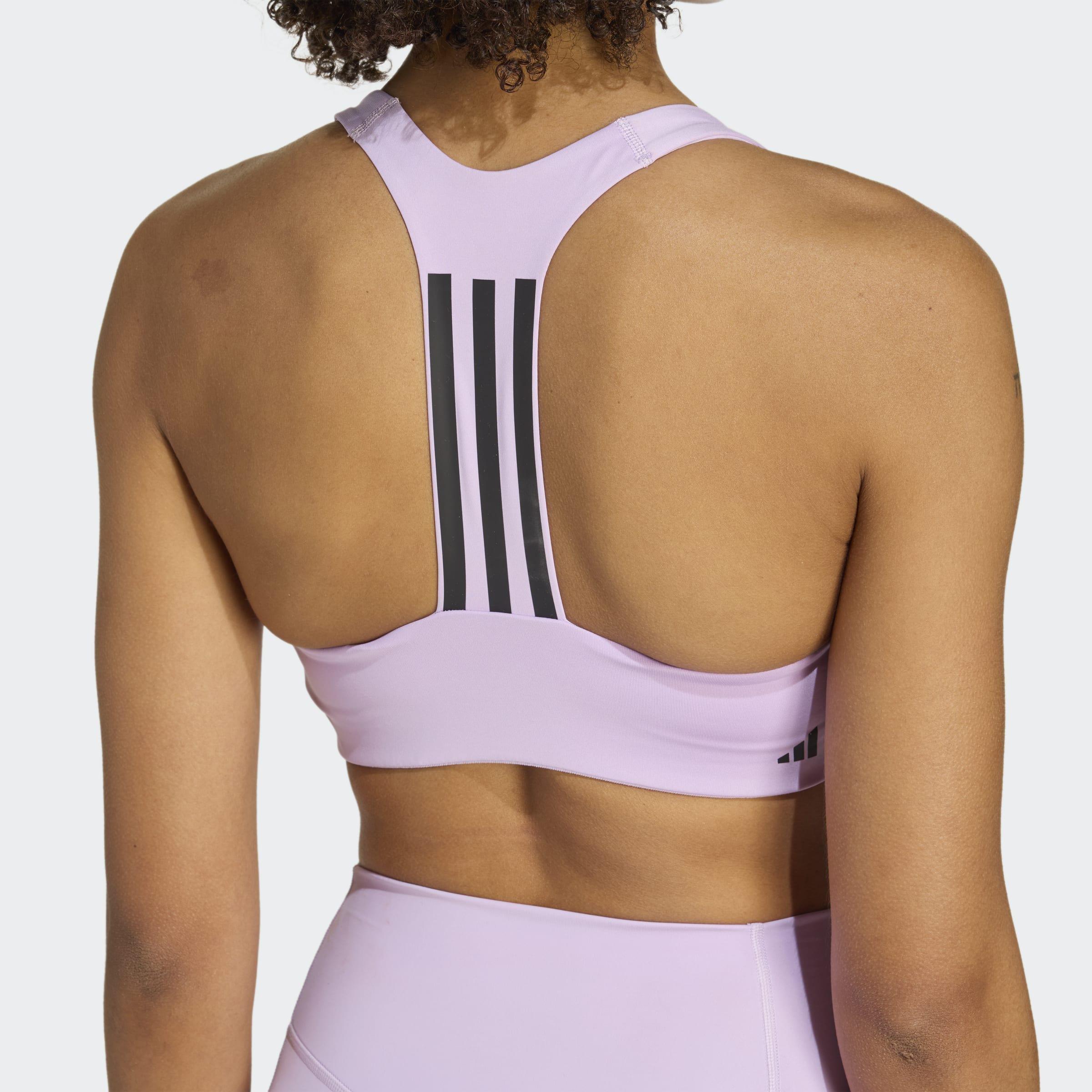 Powerimpact Training Medium-Support 3-Stripes Bra, Purple, A701_ONE, large image number 3