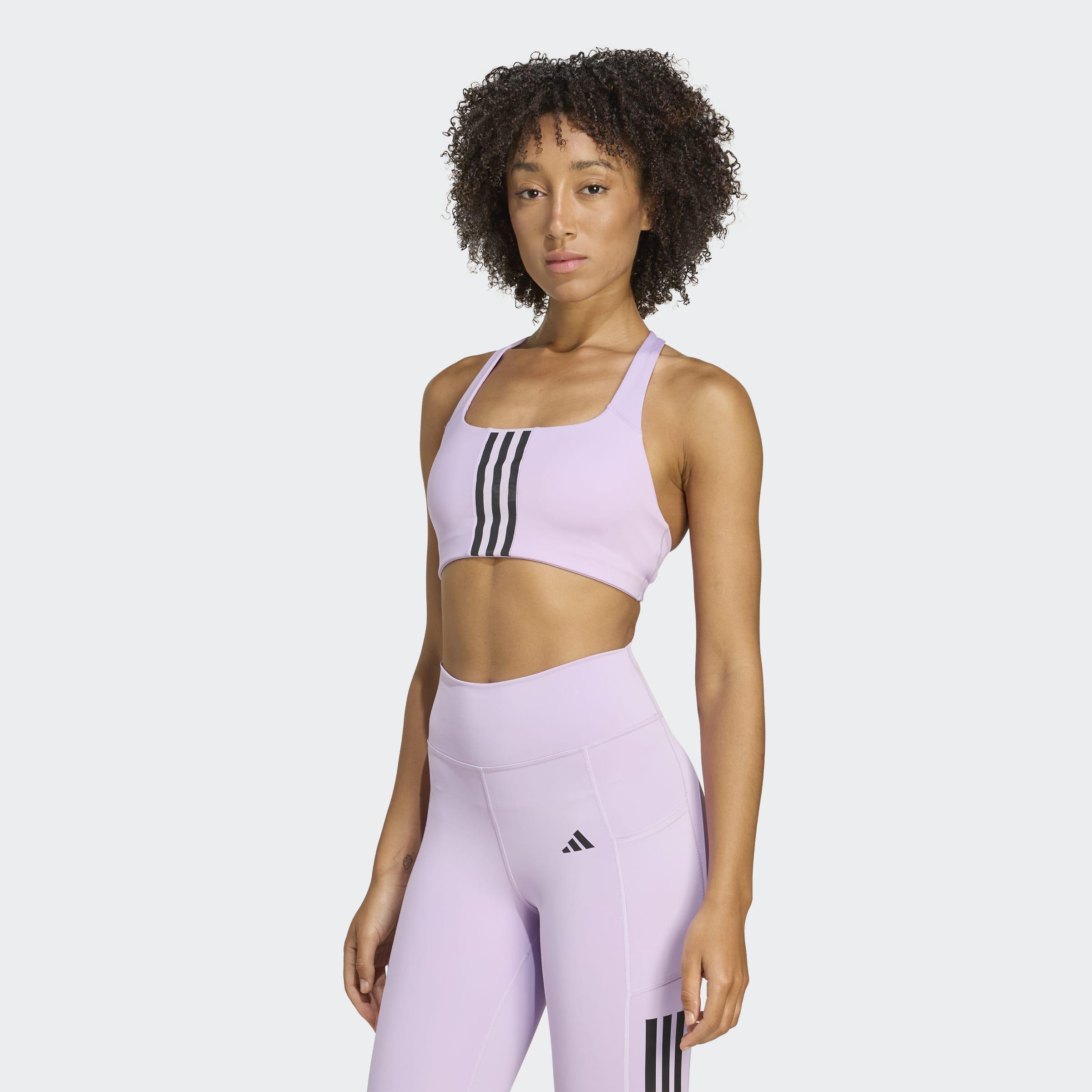 Powerimpact Training Medium-Support 3-Stripes Bra, Purple, A701_ONE, large image number 5