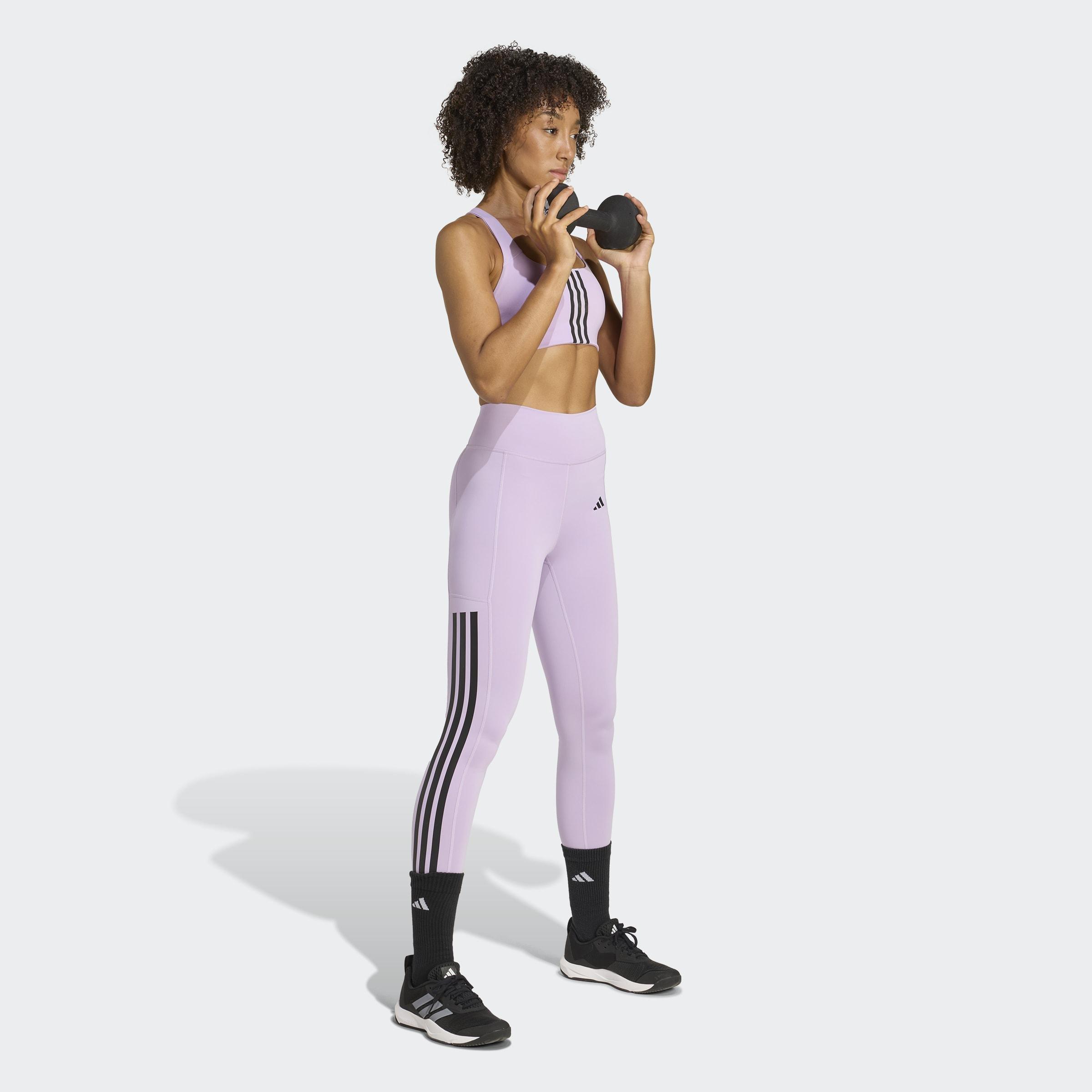 Powerimpact Training Medium-Support 3-Stripes Bra, Purple, A701_ONE, large image number 6
