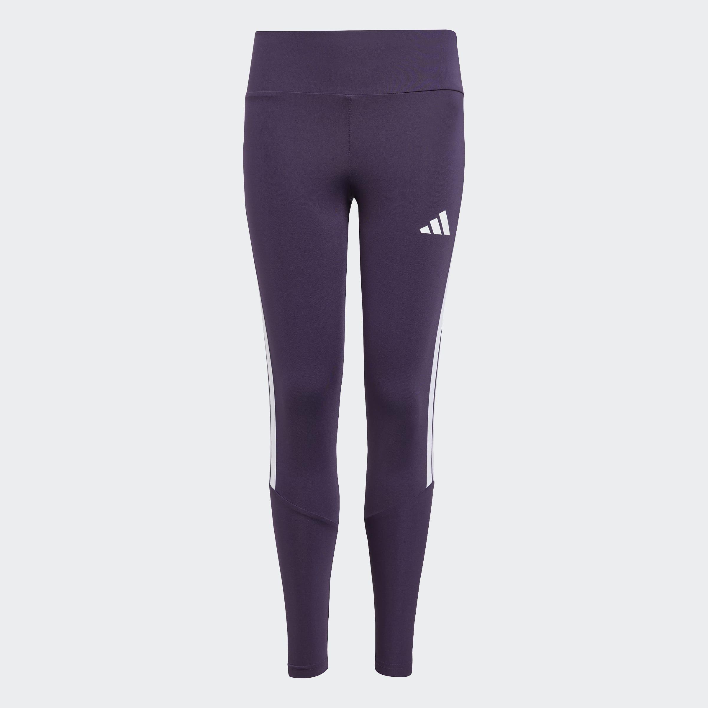 Kids Train Essentials 3-Stripes Leggings, Purple, A701_ONE, medium