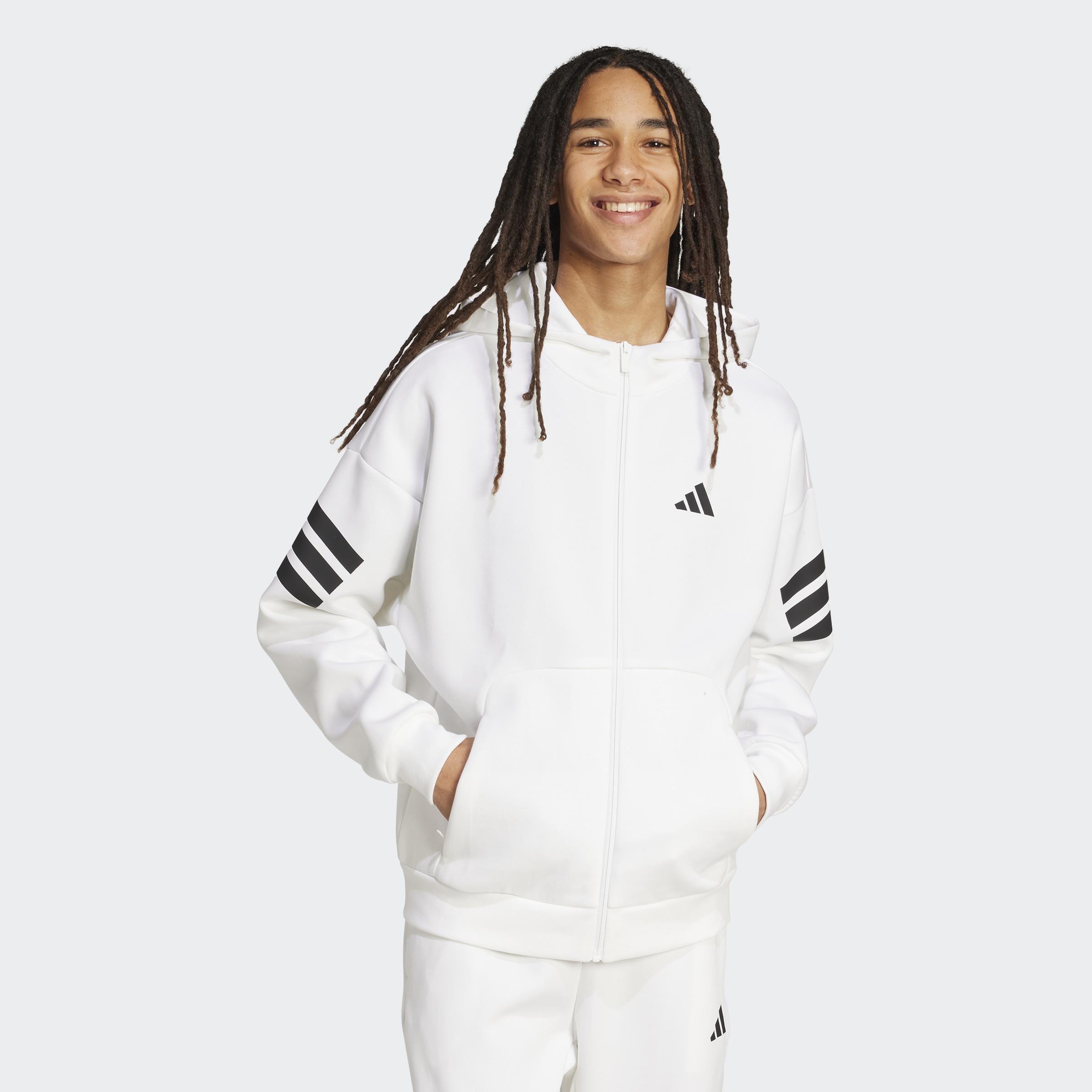 Future Icons 3-Stripes Full-Zip Hoodie, White, A701_ONE, large image number 4