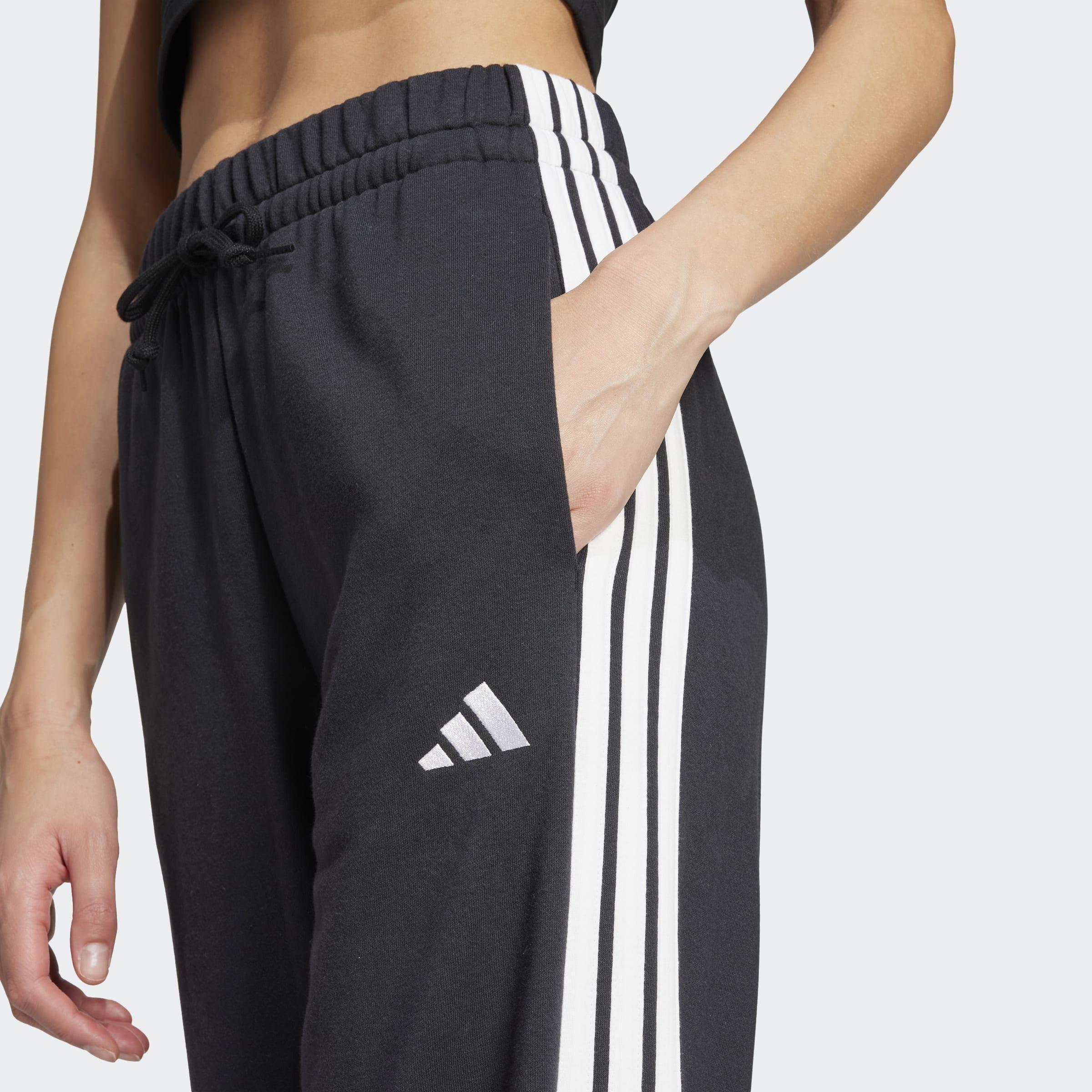 Essentials 3-Stripes Open Hem French Terry Joggers, Black, A701_ONE, large image number 2
